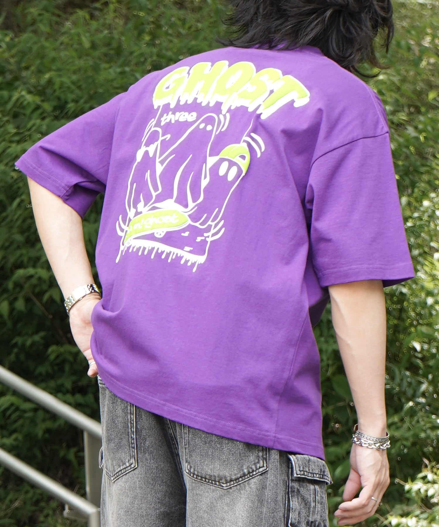 25SS ゴースト 発泡バックプリント ビッグシルエット半袖Tシャツ