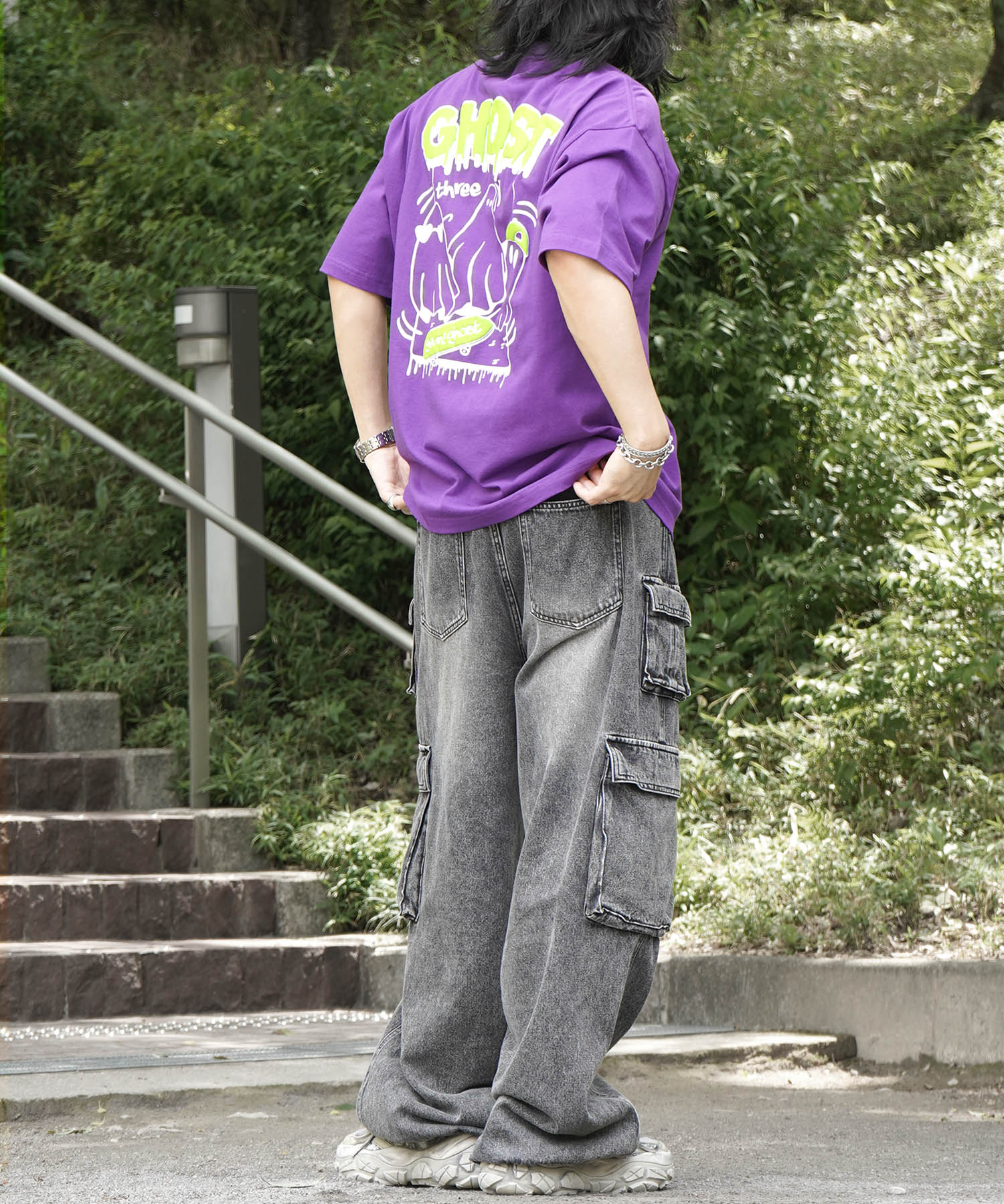 25SS ゴースト 発泡バックプリント ビッグシルエット半袖Tシャツ