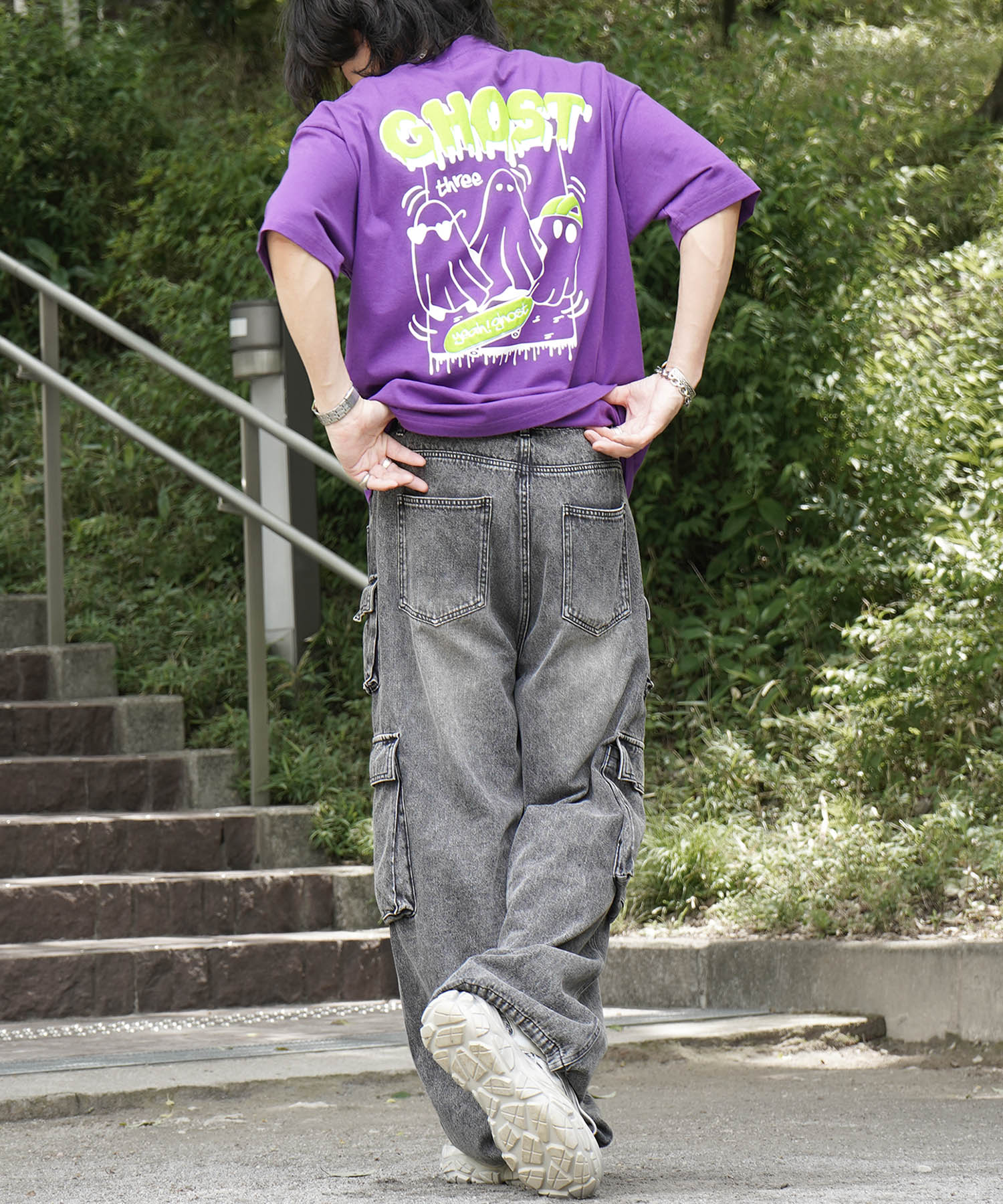 25SS ゴースト 発泡バックプリント ビッグシルエット半袖Tシャツ