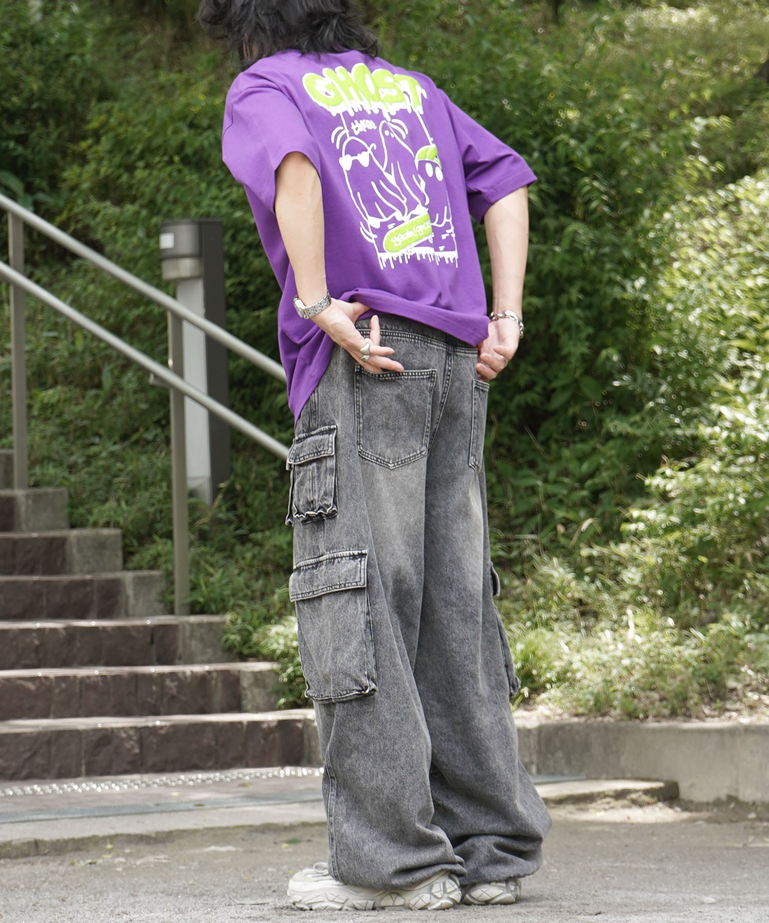 25SS ゴースト 発泡バックプリント ビッグシルエット半袖Tシャツ