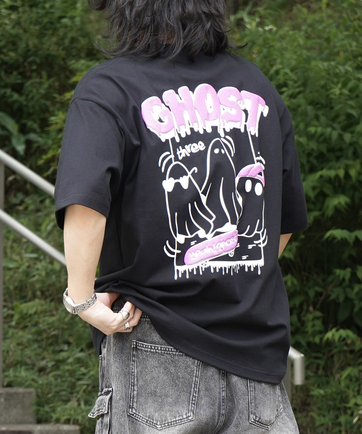 25SS ゴースト 発泡バックプリント ビッグシルエット半袖Tシャツ