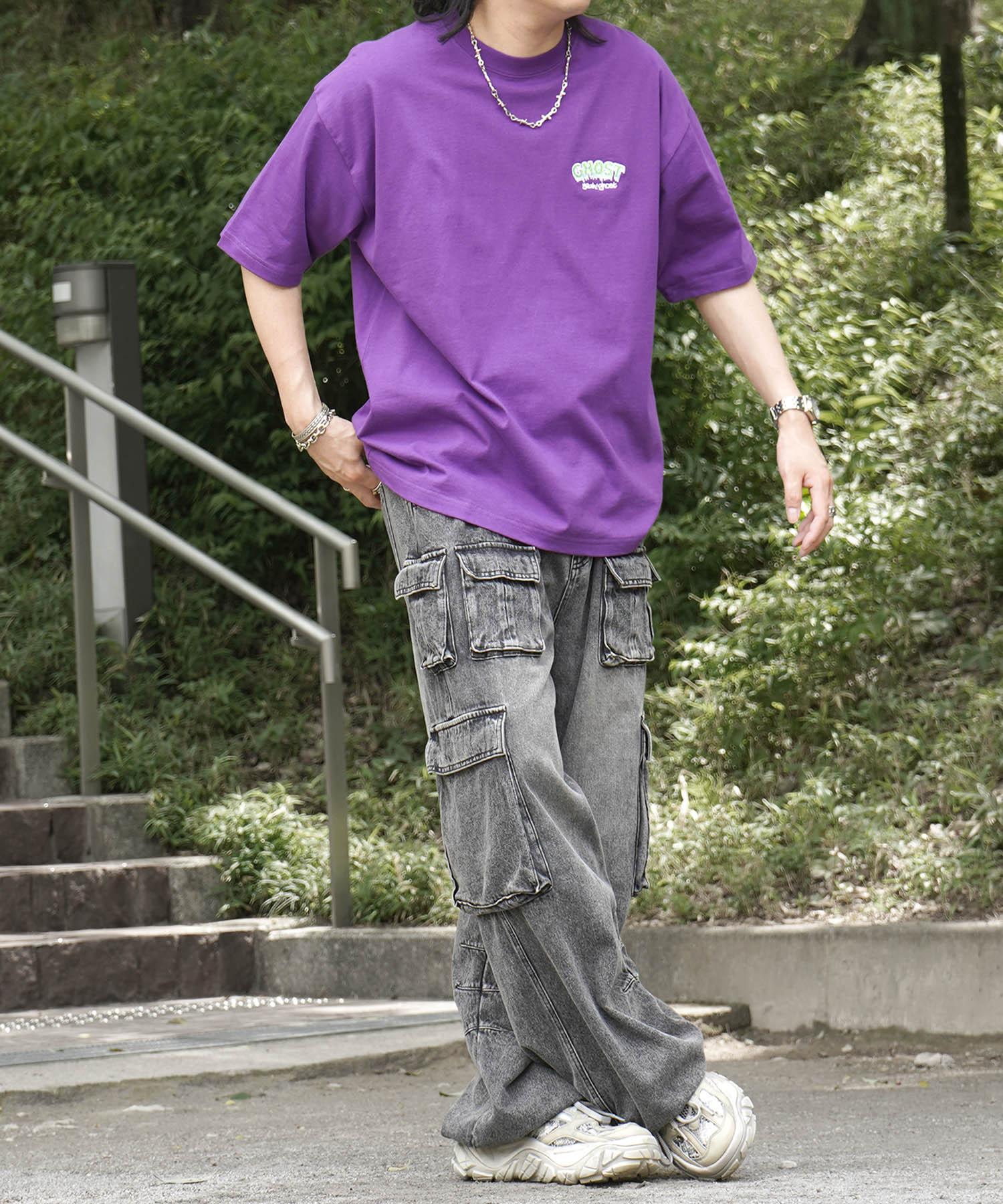 25SS ゴースト 発泡バックプリント ビッグシルエット半袖Tシャツ
