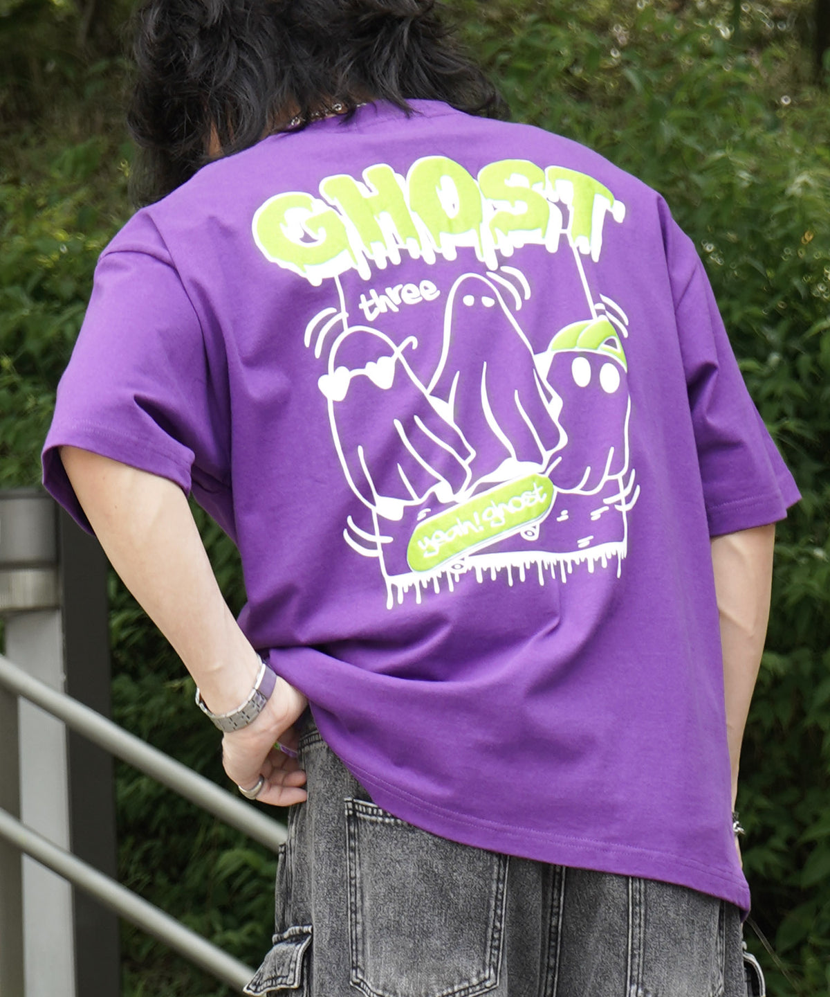 25SS ゴースト 発泡バックプリント ビッグシルエット半袖Tシャツ