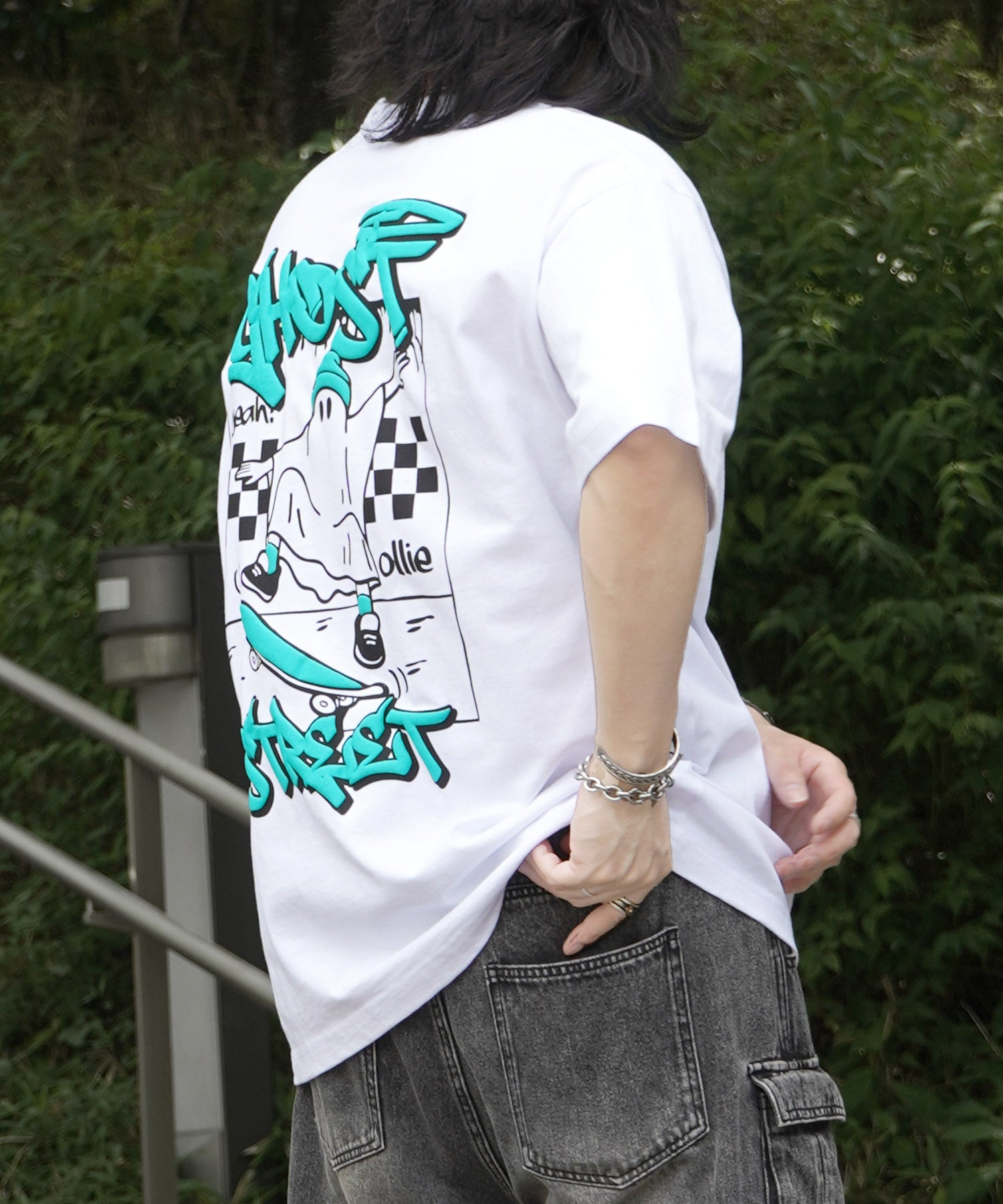 25SS ゴースト 発泡バックプリント ビッグシルエット半袖Tシャツ