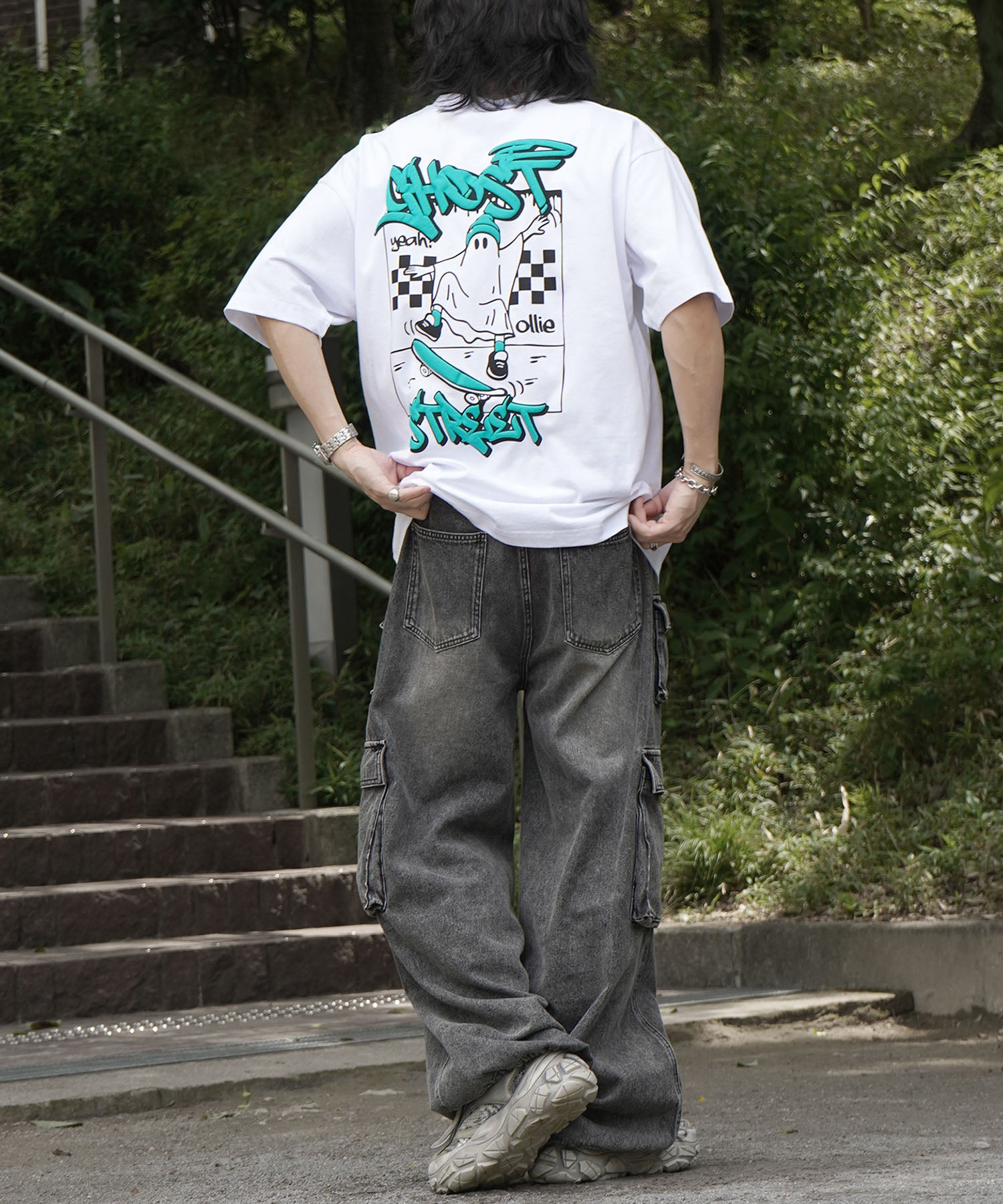 25SS ゴースト 発泡バックプリント ビッグシルエット半袖Tシャツ