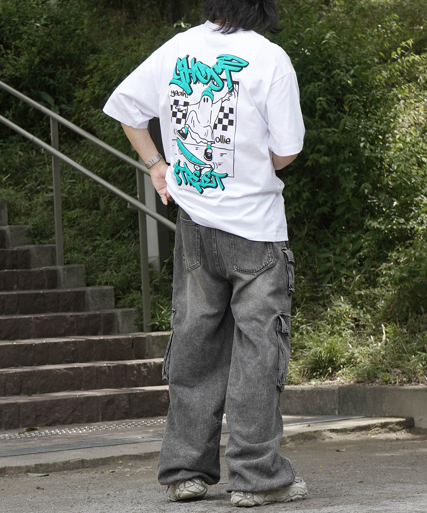 25SS ゴースト 発泡バックプリント ビッグシルエット半袖Tシャツ