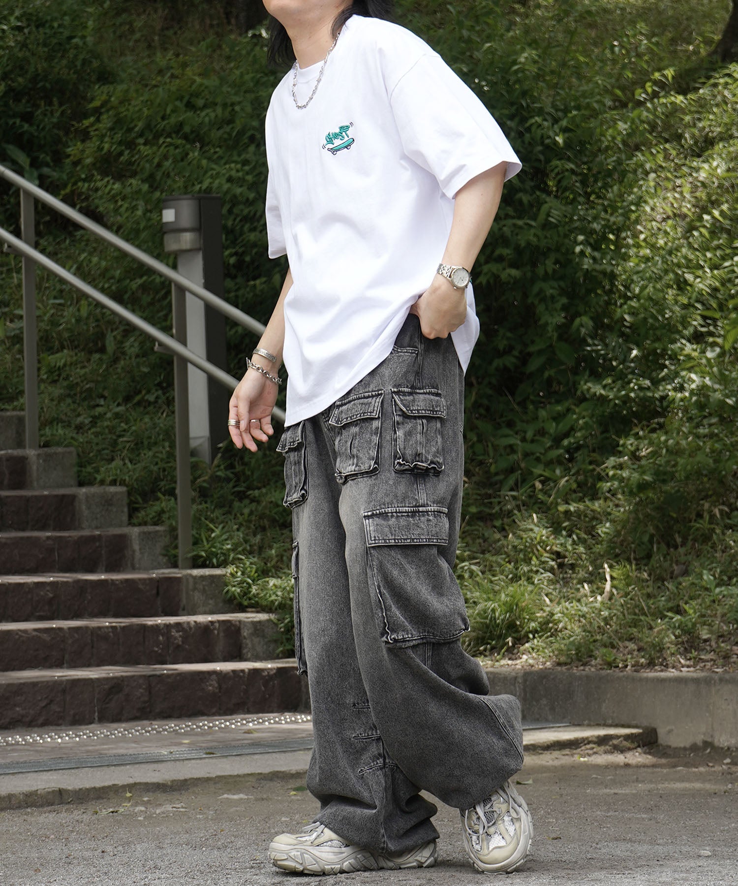 25SS ゴースト 発泡バックプリント ビッグシルエット半袖Tシャツ