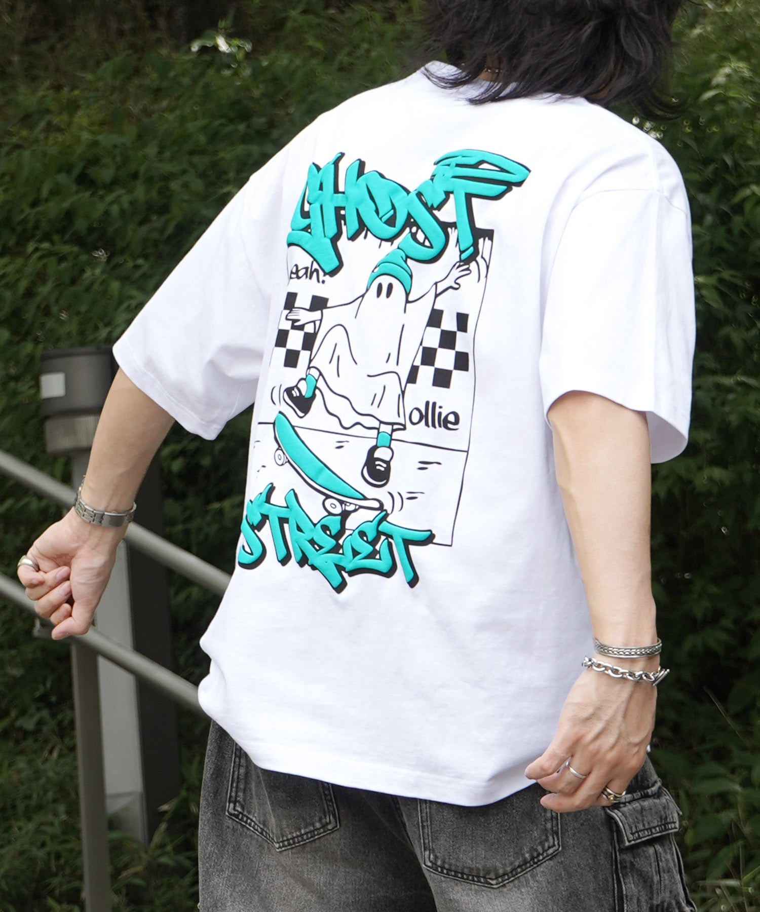25SS ゴースト 発泡バックプリント ビッグシルエット半袖Tシャツ