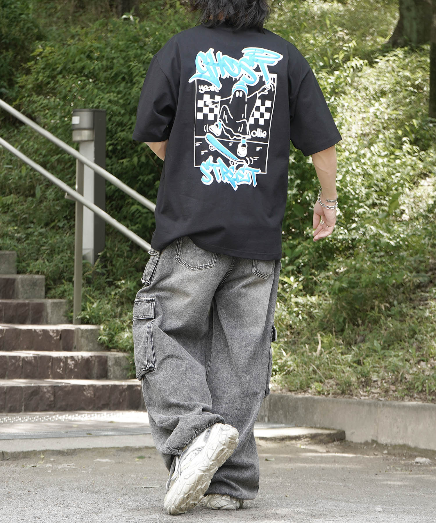 25SS ゴースト 発泡バックプリント ビッグシルエット半袖Tシャツ
