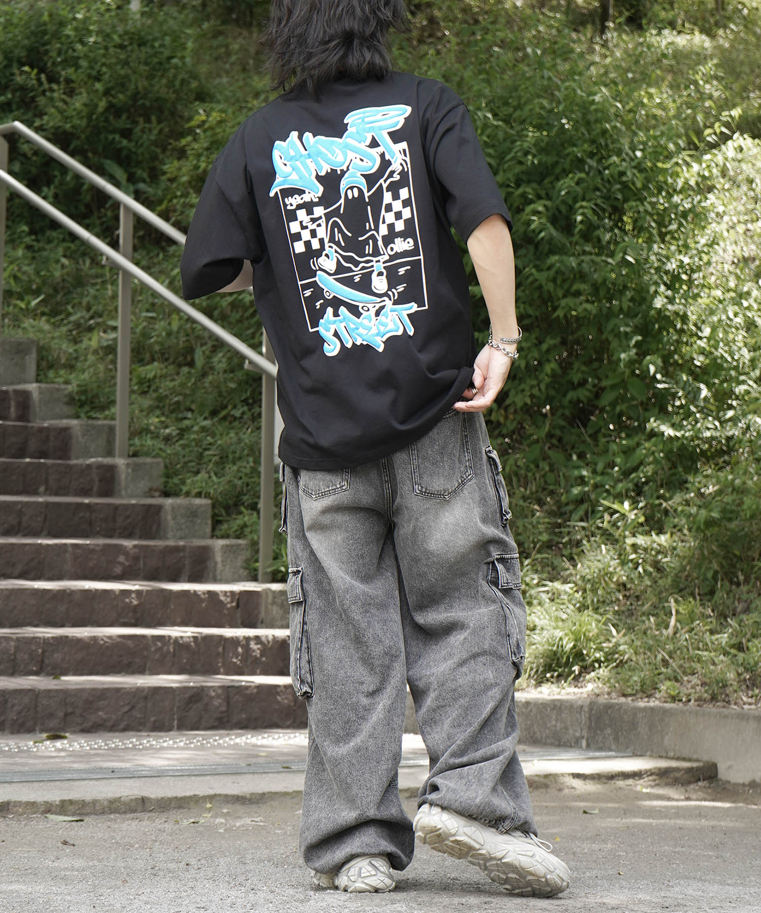 25SS ゴースト 発泡バックプリント ビッグシルエット半袖Tシャツ
