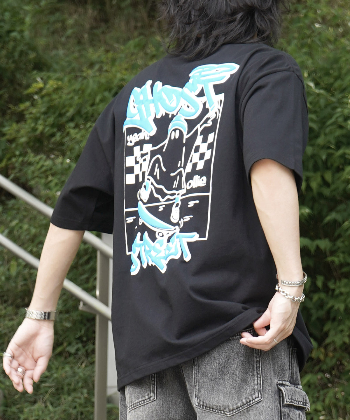 25SS ゴースト 発泡バックプリント ビッグシルエット半袖Tシャツ