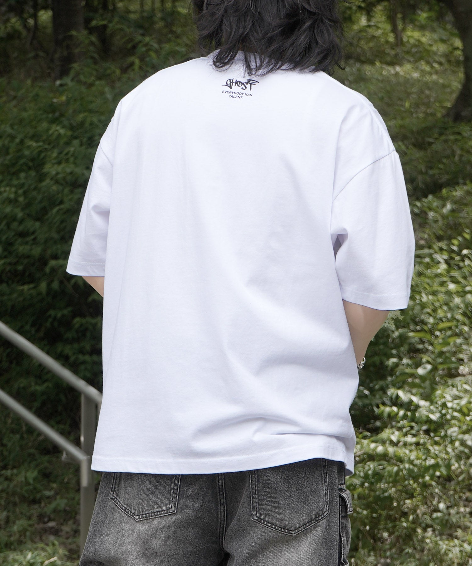 25SS ゴーストワンポイント刺繍 ボックスシルエット 半袖Tシャツ