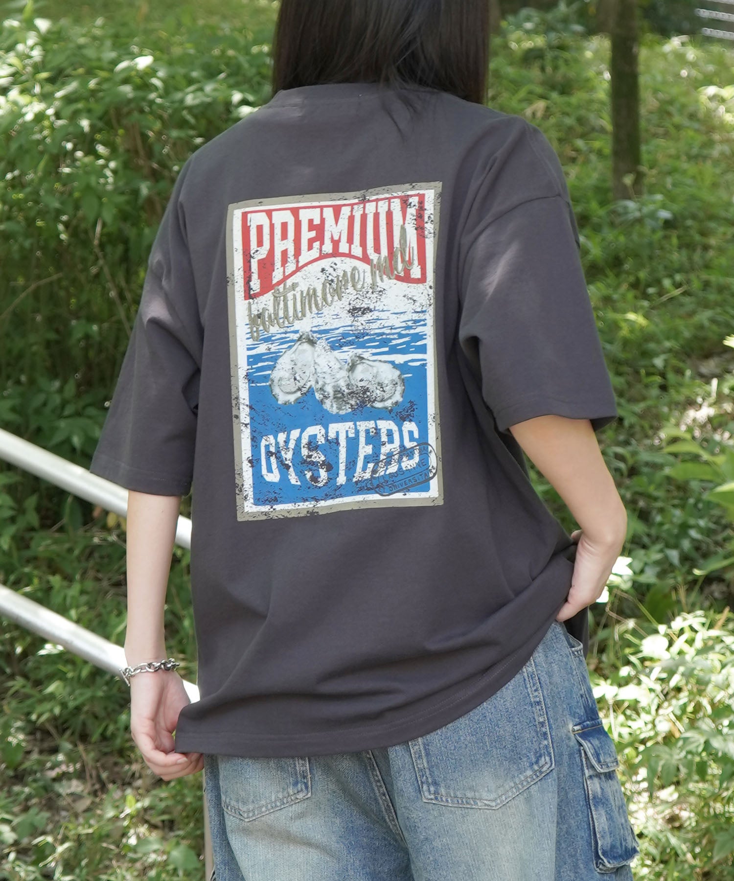 25SS ビッグシルエット 缶詰風イラストプリント 半袖Tシャツ