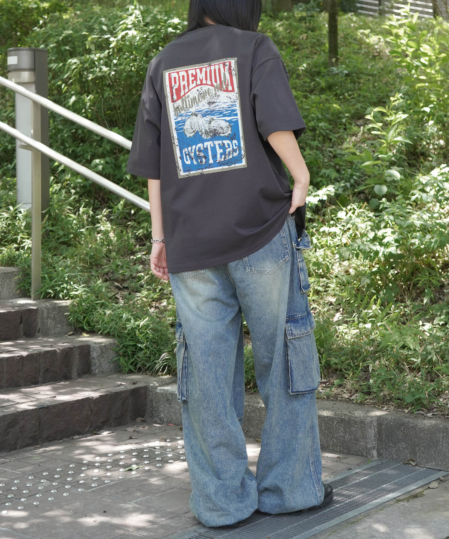 25SS ビッグシルエット 缶詰風イラストプリント 半袖Tシャツ