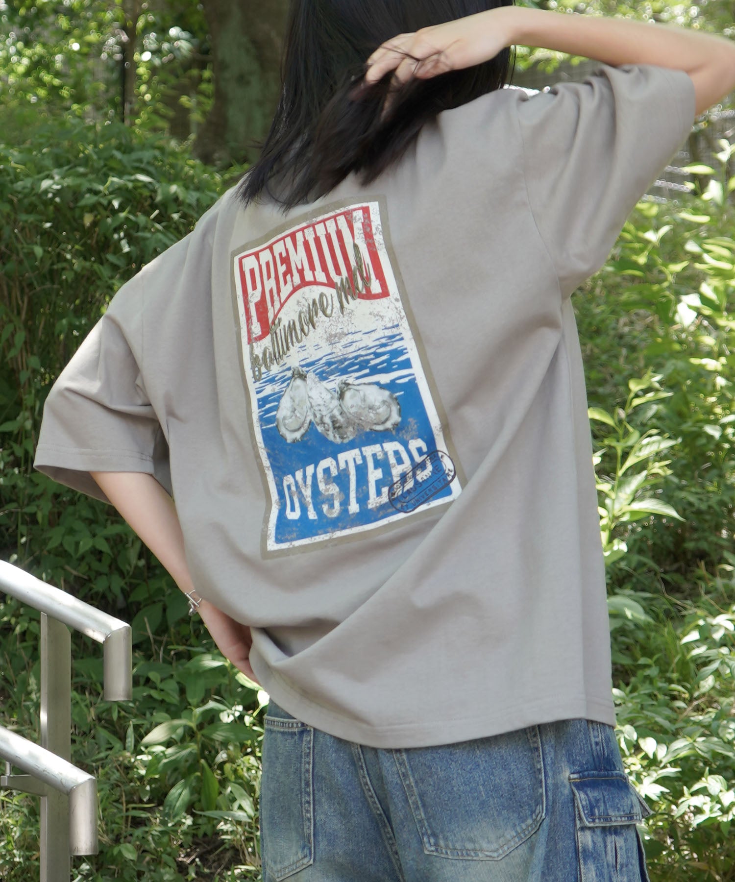 25SS ビッグシルエット 缶詰風イラストプリント 半袖Tシャツ