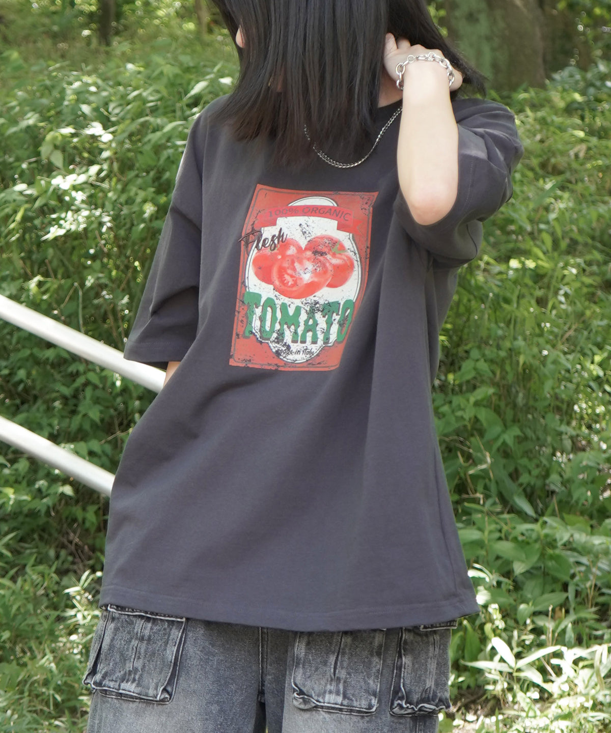 25SS ビッグシルエット 缶詰風イラストプリント 半袖Tシャツ