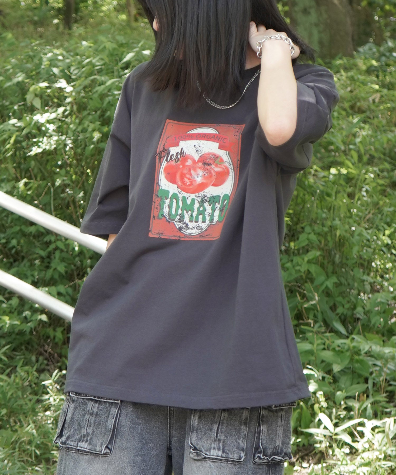 25SS ビッグシルエット 缶詰風イラストプリント 半袖Tシャツ