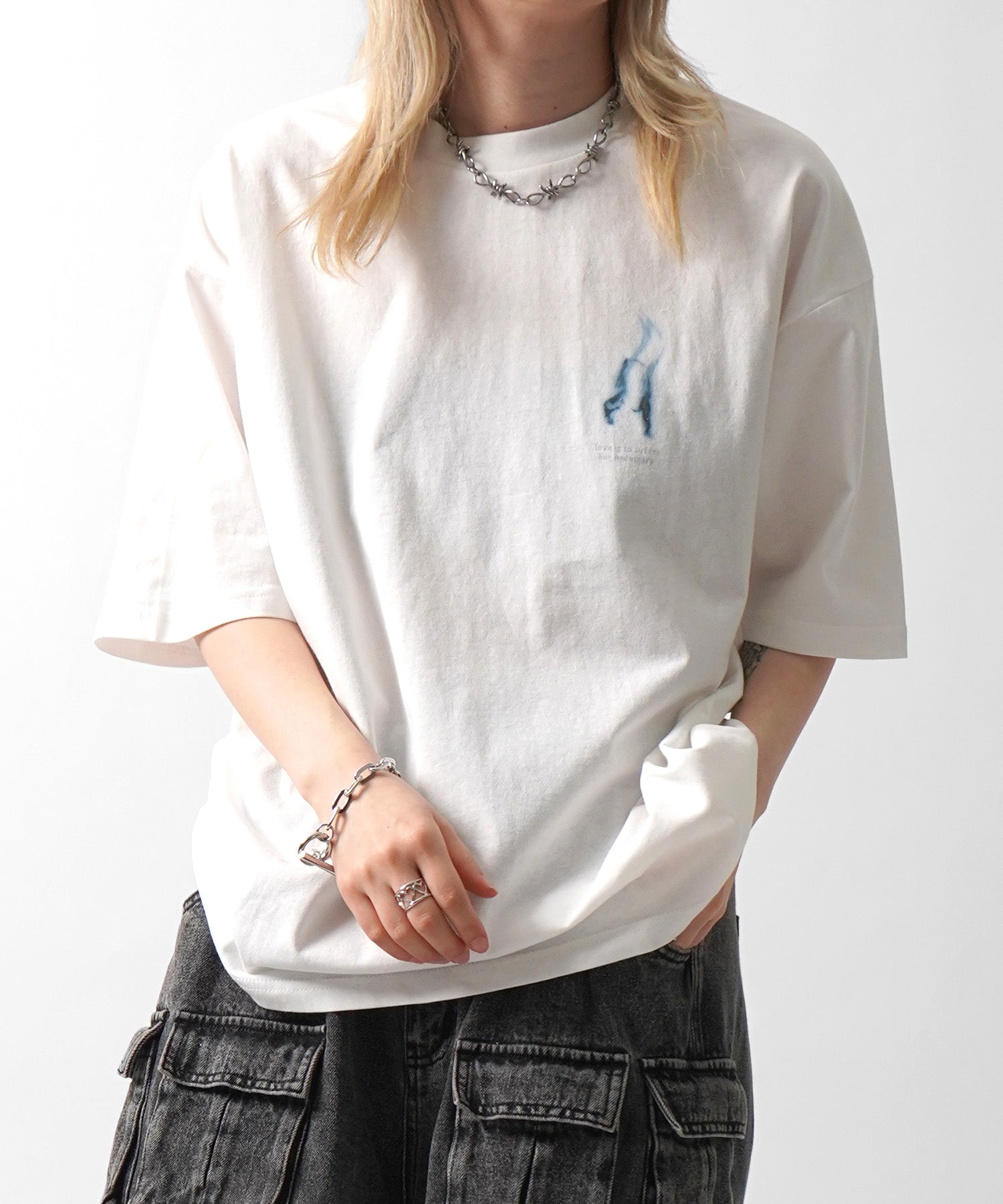 25SS スモーク ボックスシルエット グランジ風 Y2Kモチーフ 韓国風 バックプリント