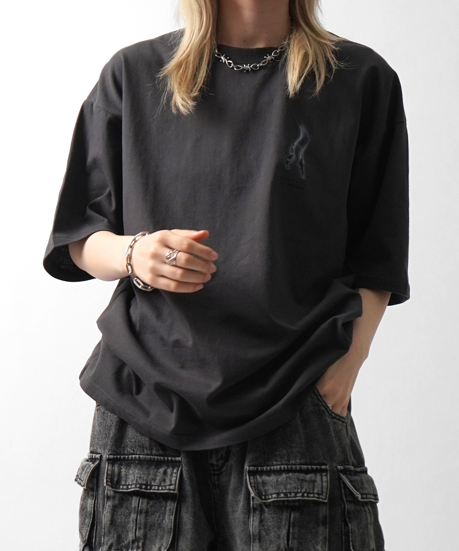 25SS スモーク ボックスシルエット グランジ風 Y2Kモチーフ 韓国風 バックプリント
