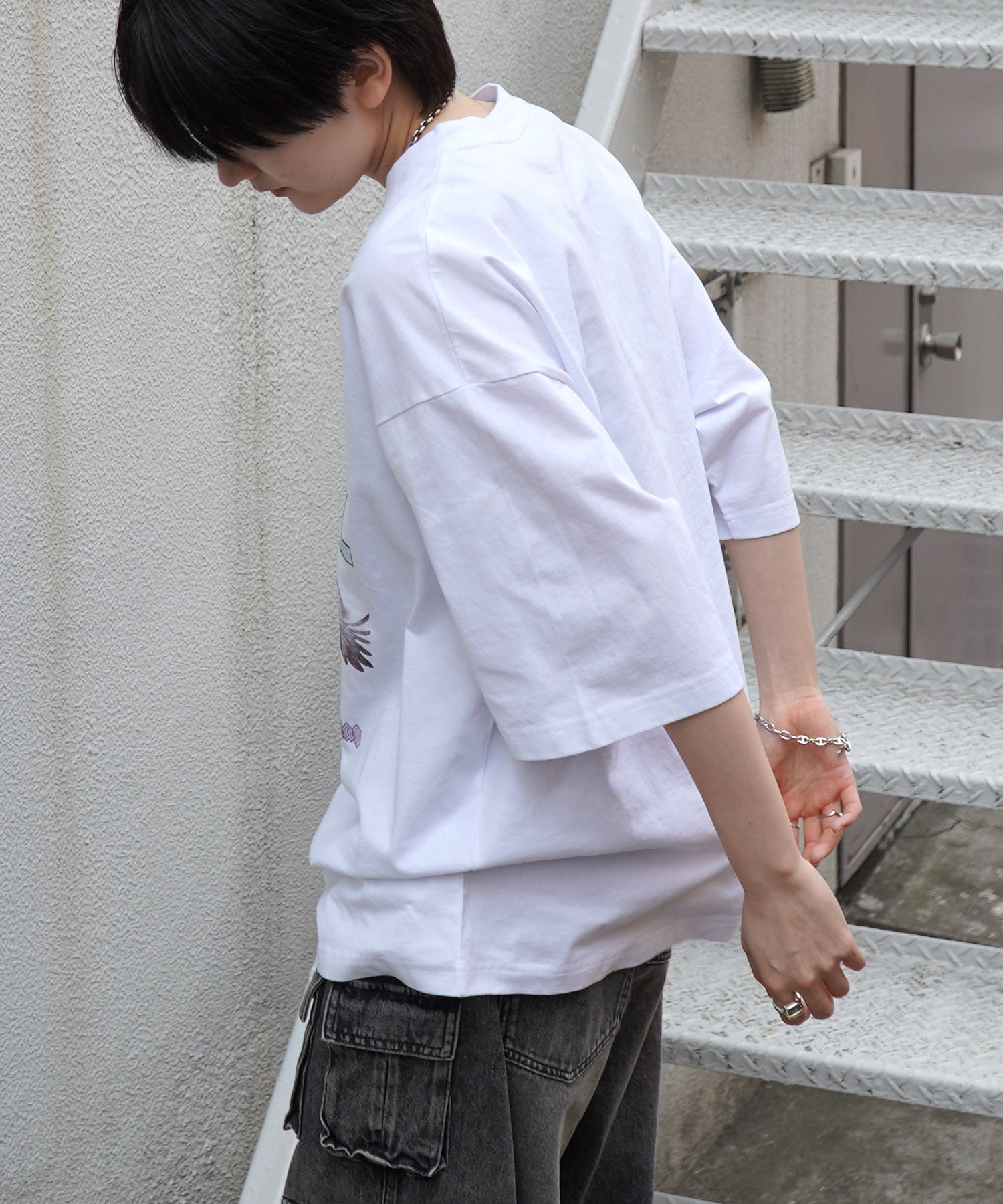 25SS イーグル ヴィンテージライク ピグメント加工 アメカジ風 レトロプリント ロックTシャツ