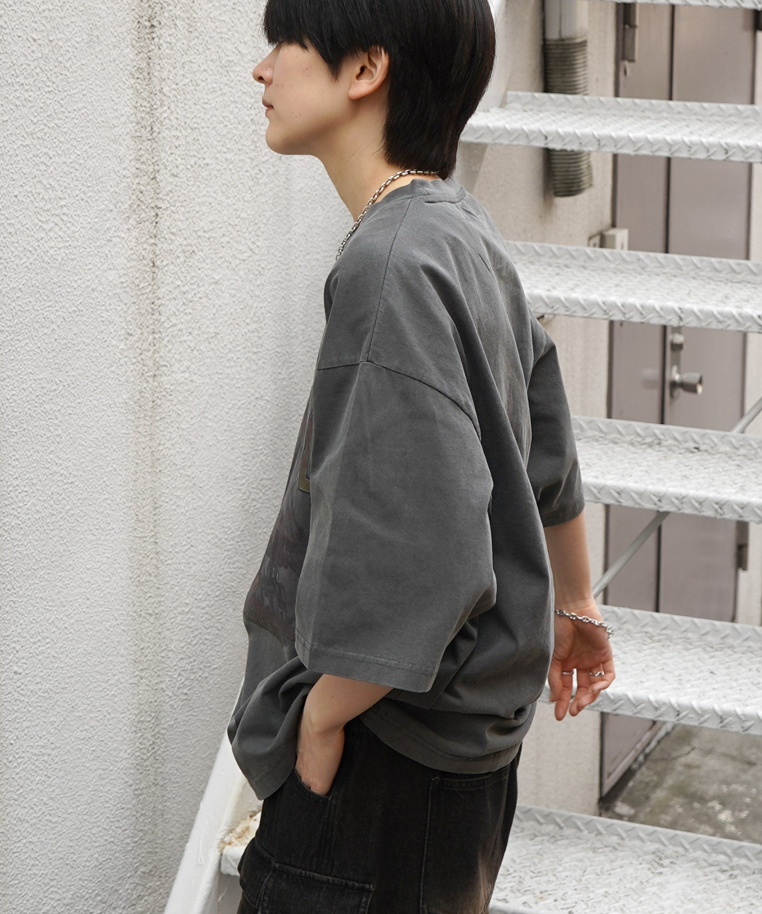 25SS イーグル ヴィンテージライク ピグメント加工 アメカジ風 レトロプリント ロックTシャツ