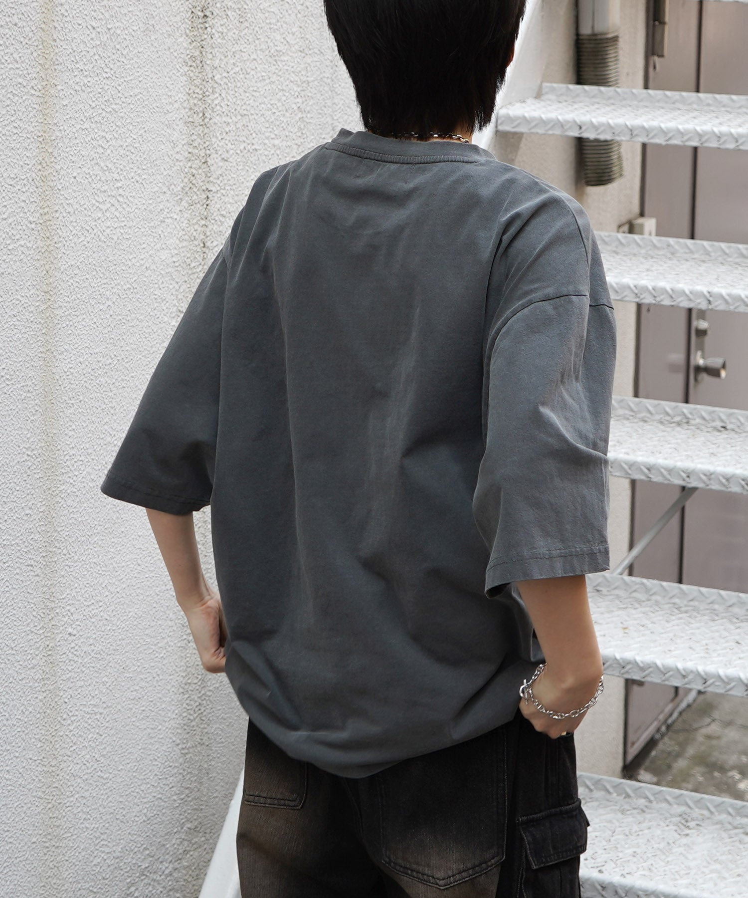 25SS イーグル ヴィンテージライク ピグメント加工 アメカジ風 レトロプリント ロックTシャツ