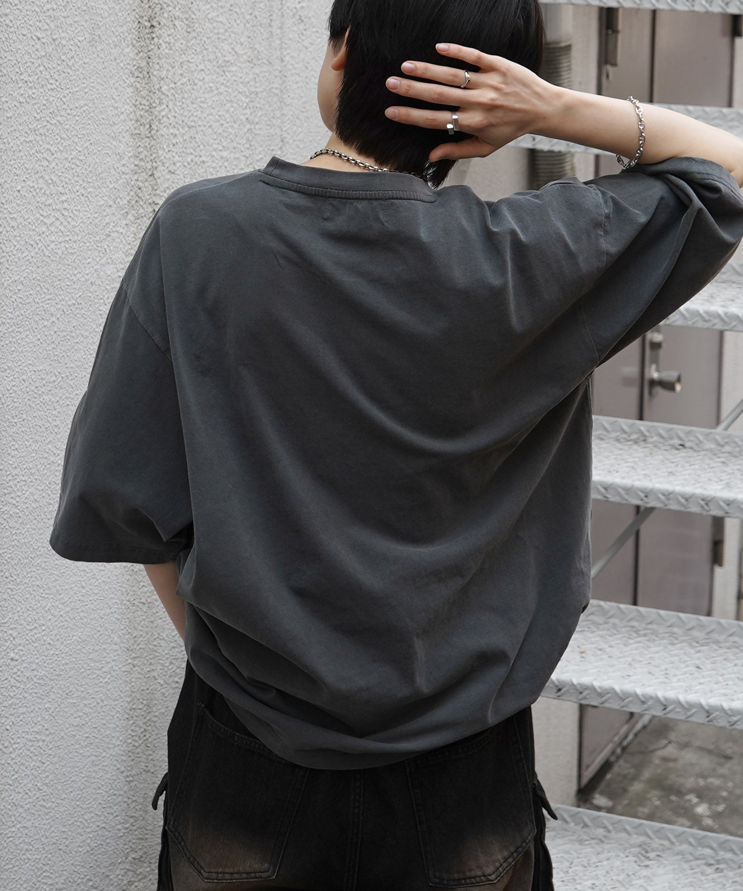 25SS イーグル ヴィンテージライク ピグメント加工 アメカジ風 レトロプリント ロックTシャツ