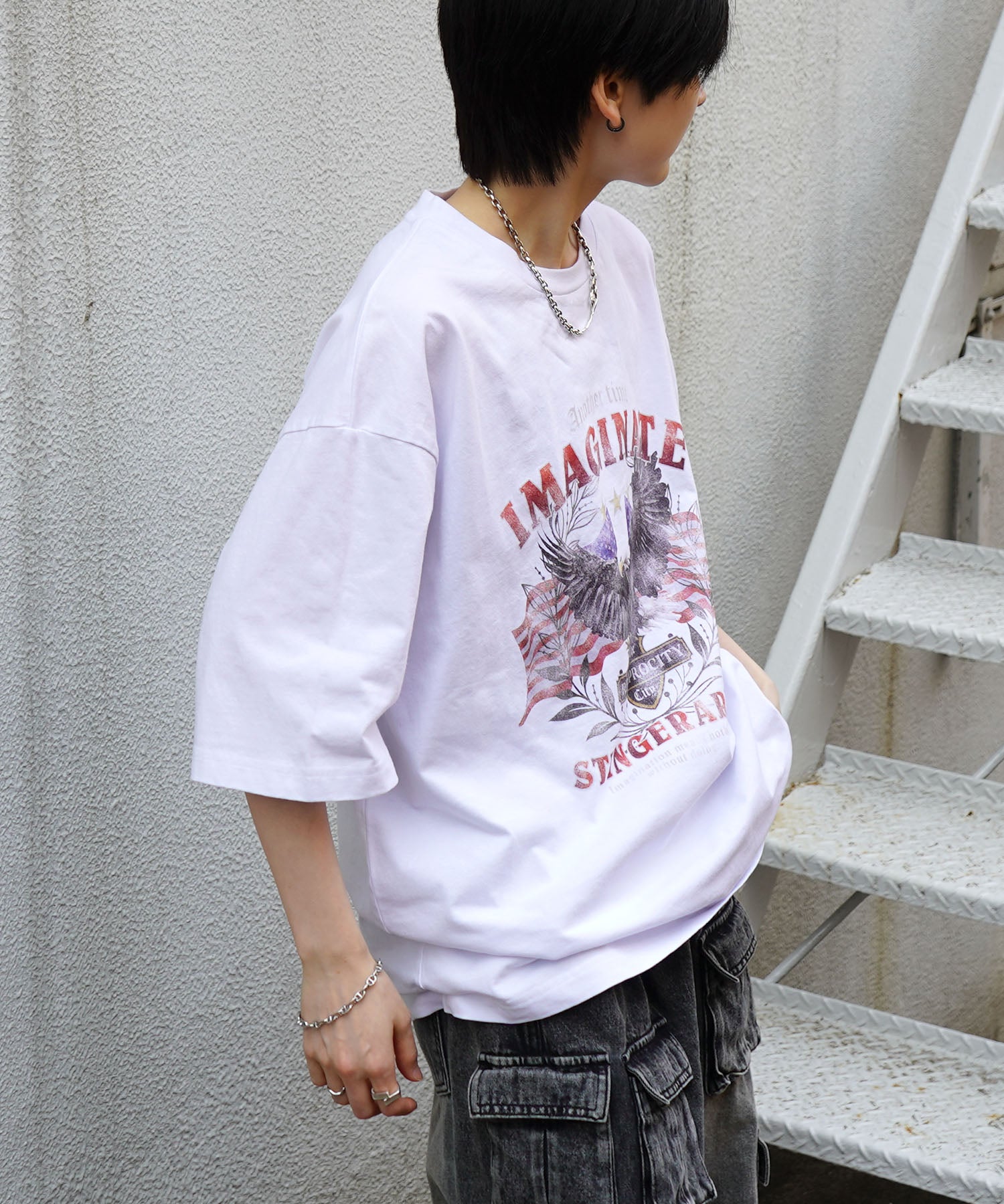 25SS アメリカン ヴィンテージライク ピグメント加工 アメカジ風 レトロプリント ロックTシャツ