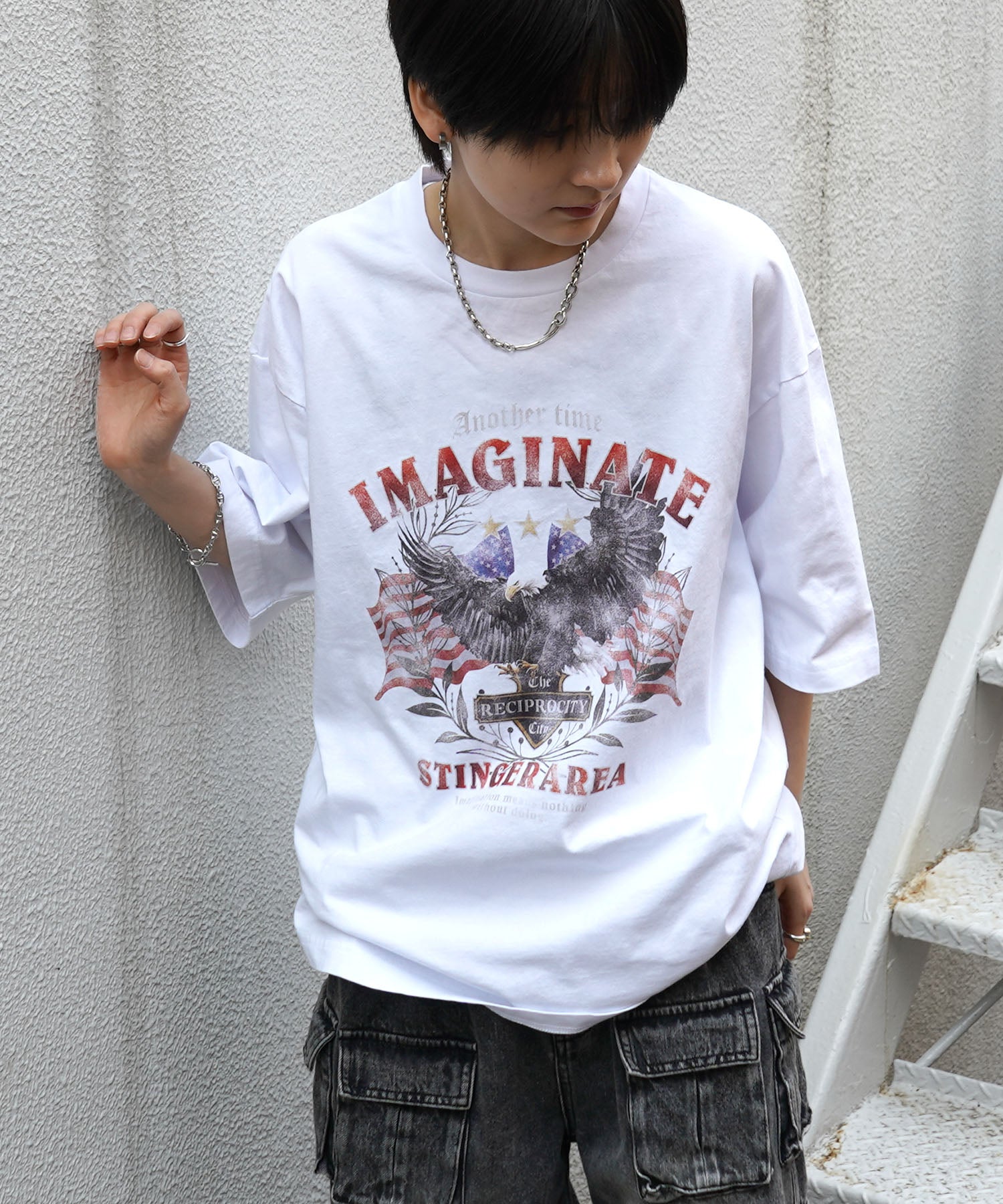 25SS アメリカン ヴィンテージライク ピグメント加工 アメカジ風 レトロプリント ロックTシャツ