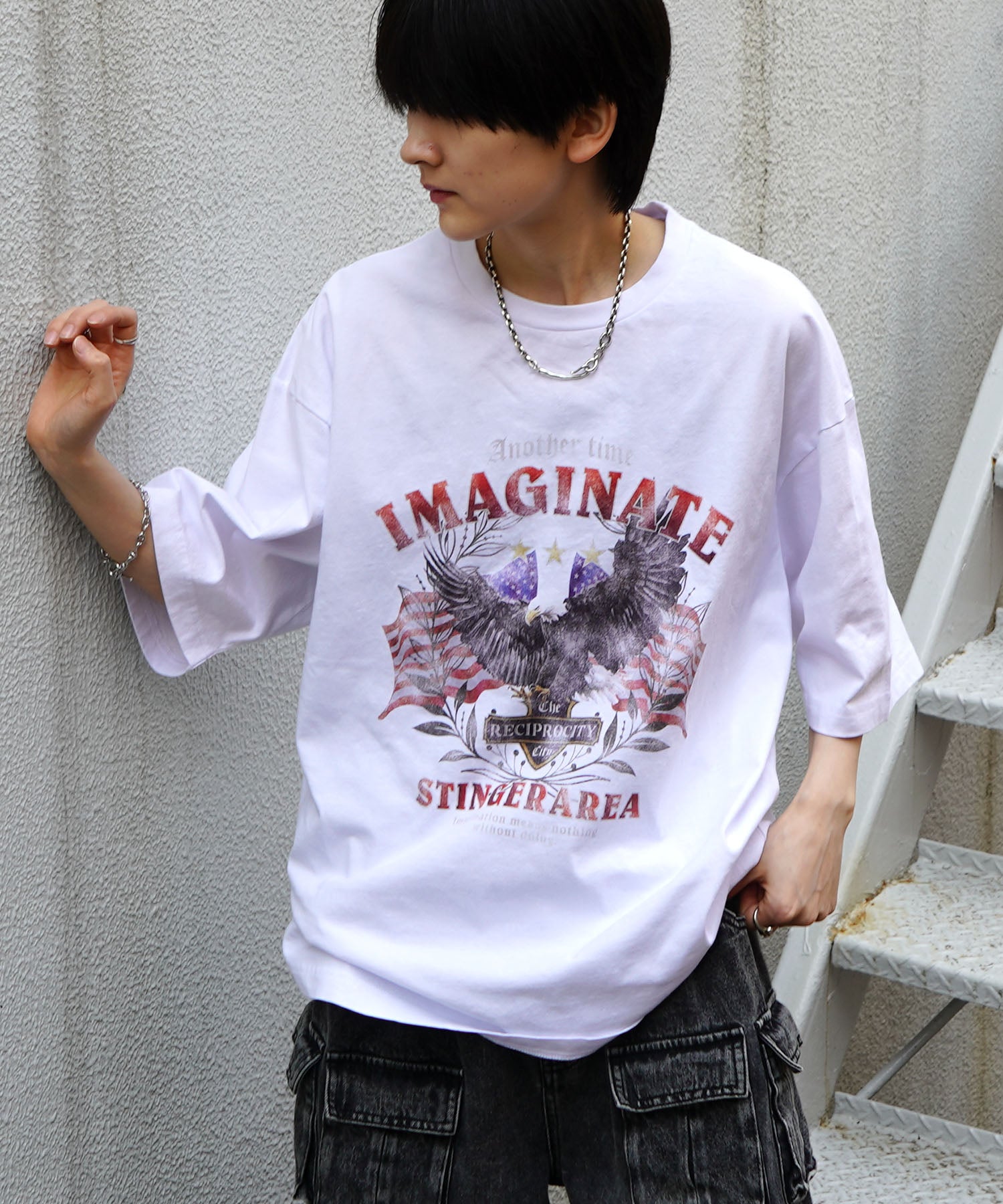 25SS アメリカン ヴィンテージライク ピグメント加工 アメカジ風 レトロプリント ロックTシャツ