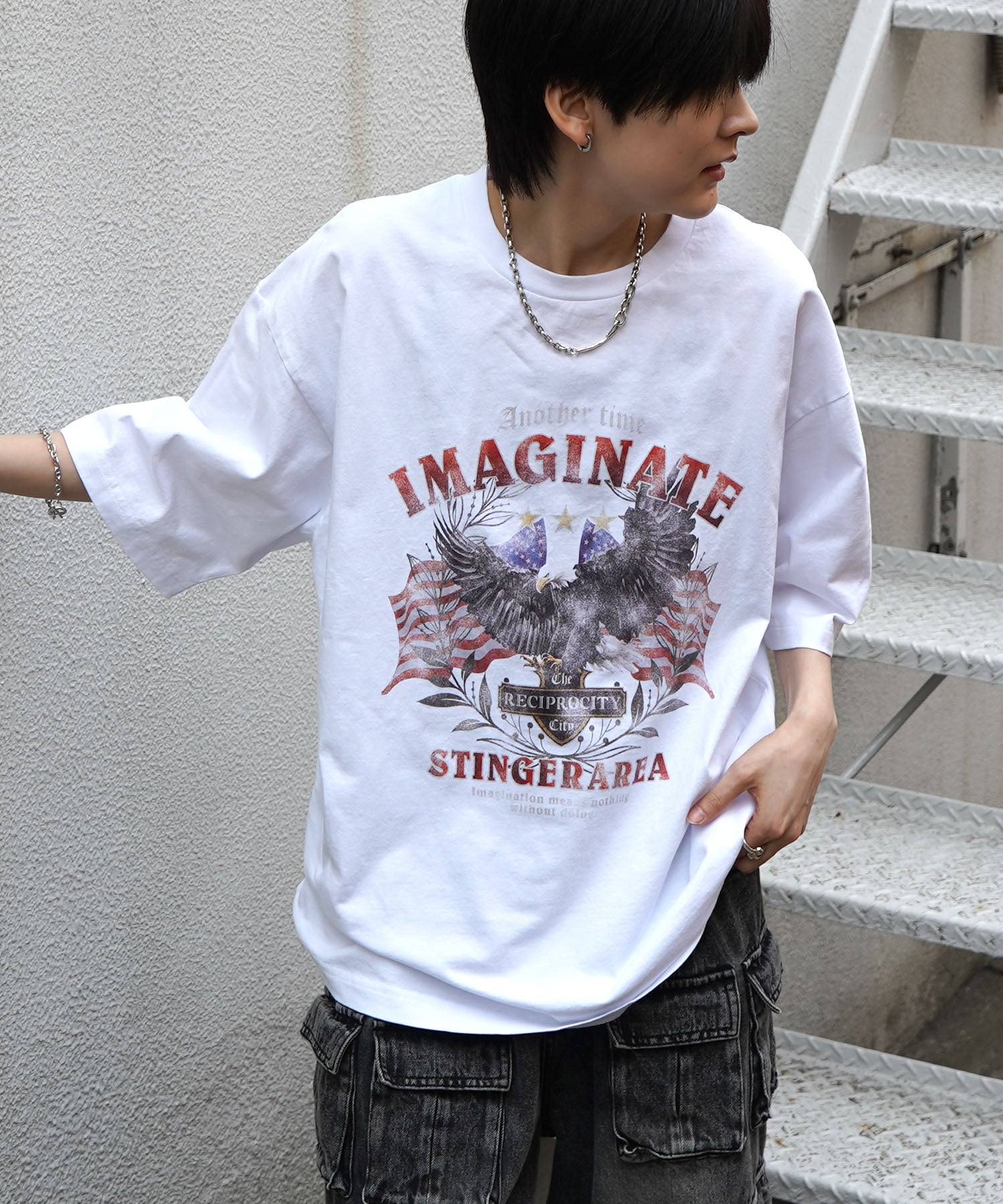 25SS アメリカン ヴィンテージライク ピグメント加工 アメカジ風 レトロプリント ロックTシャツ