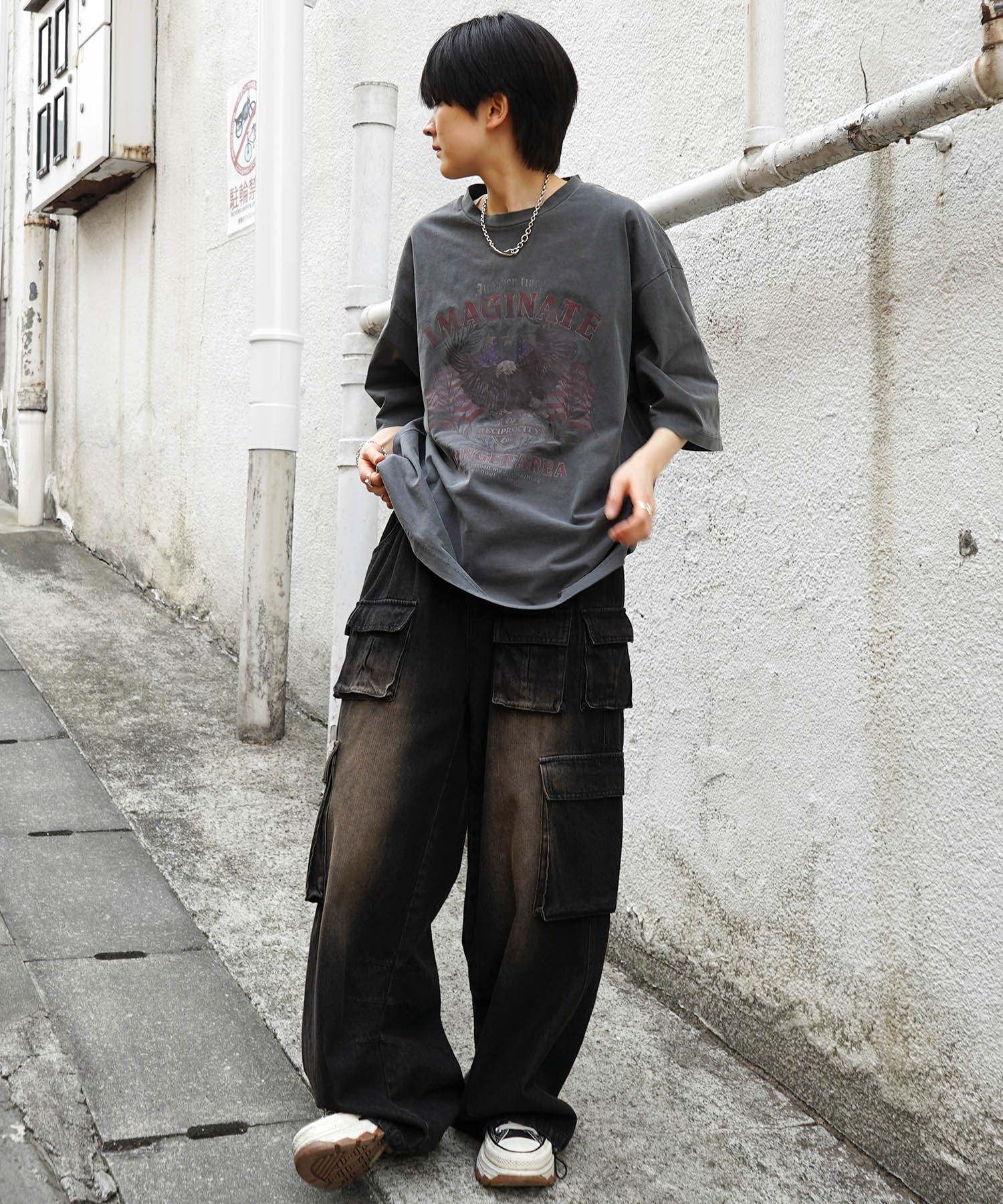 25SS アメリカン ヴィンテージライク ピグメント加工 アメカジ風 レトロプリント ロックTシャツ