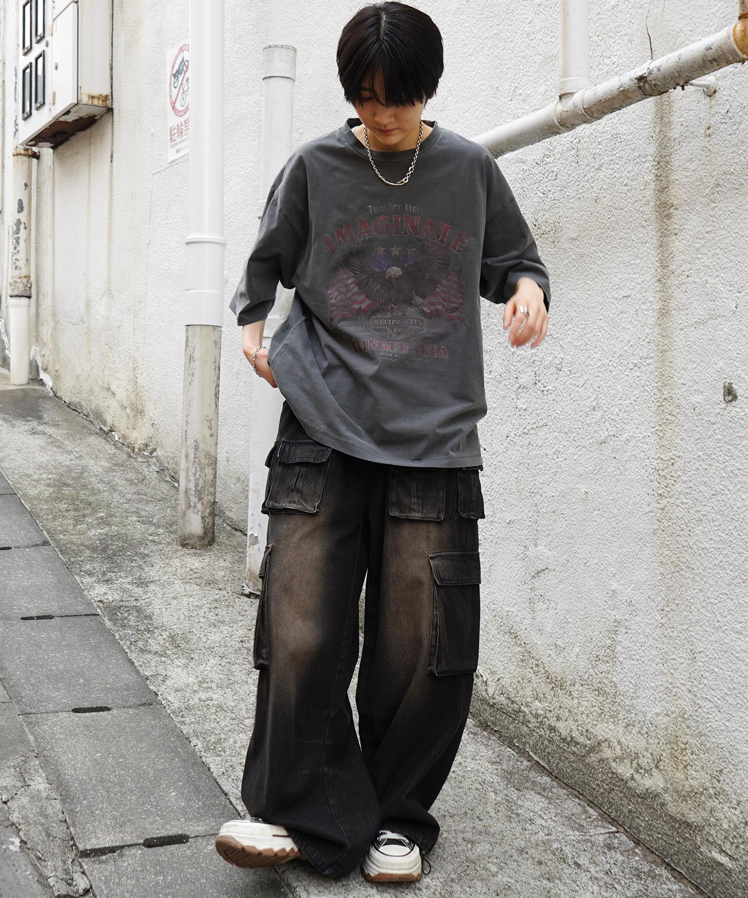 25SS アメリカン ヴィンテージライク ピグメント加工 アメカジ風 レトロプリント ロックTシャツ