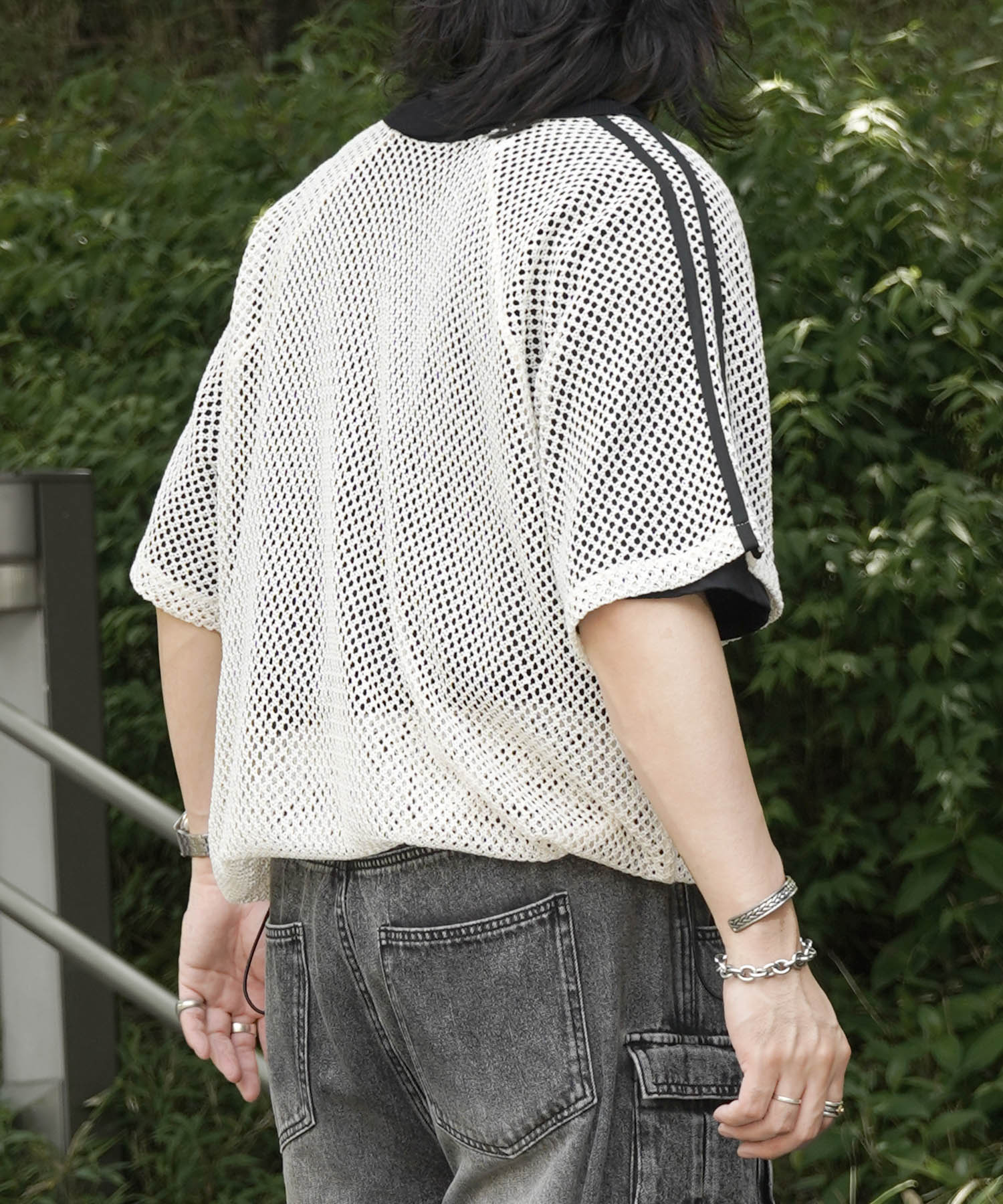 25SS ワンポイント サイドライン スポーツ メッシュ スキッパーニット