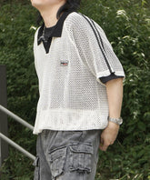 25SS ワンポイント サイドライン スポーツ メッシュ スキッパーニット