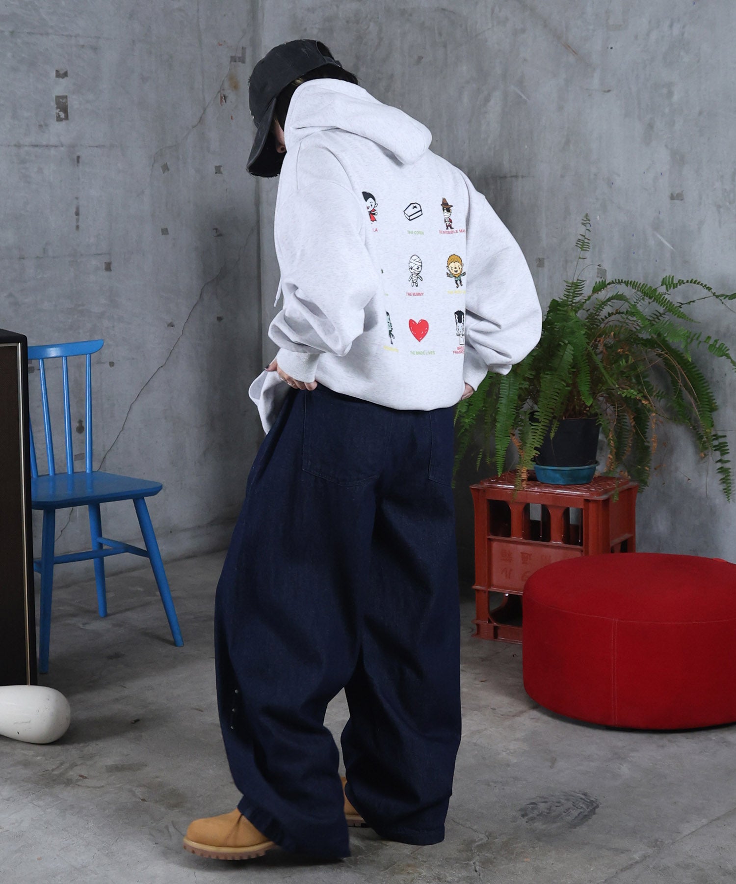 バレルレッグ リジット デニムパンツ