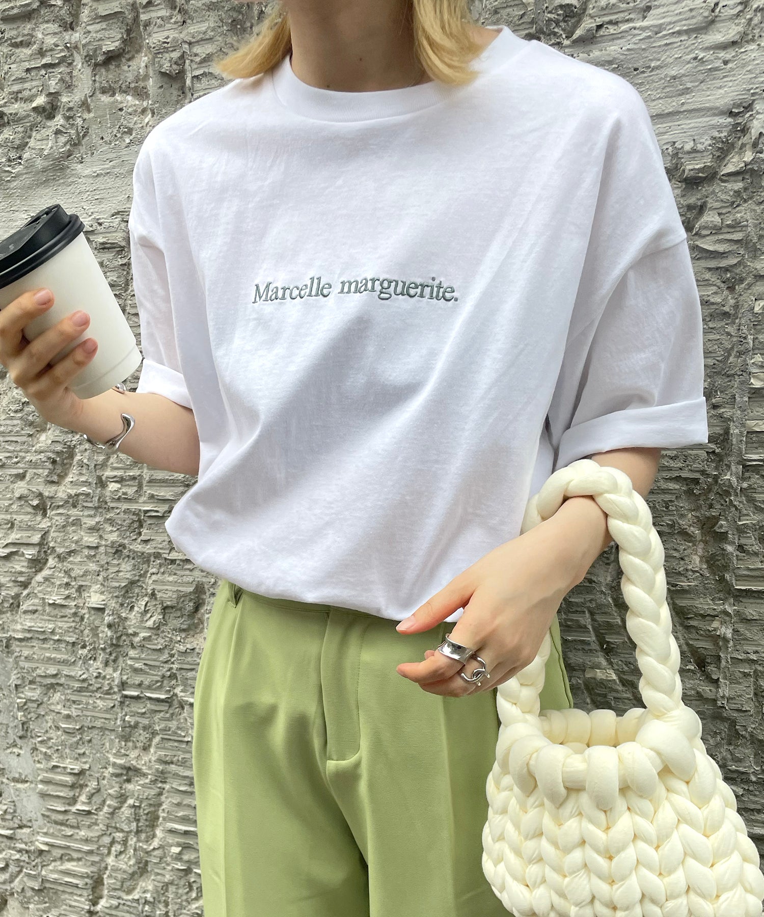 ワンポイント刺繍ロゴ ビッグシルエット半袖Tシャツ