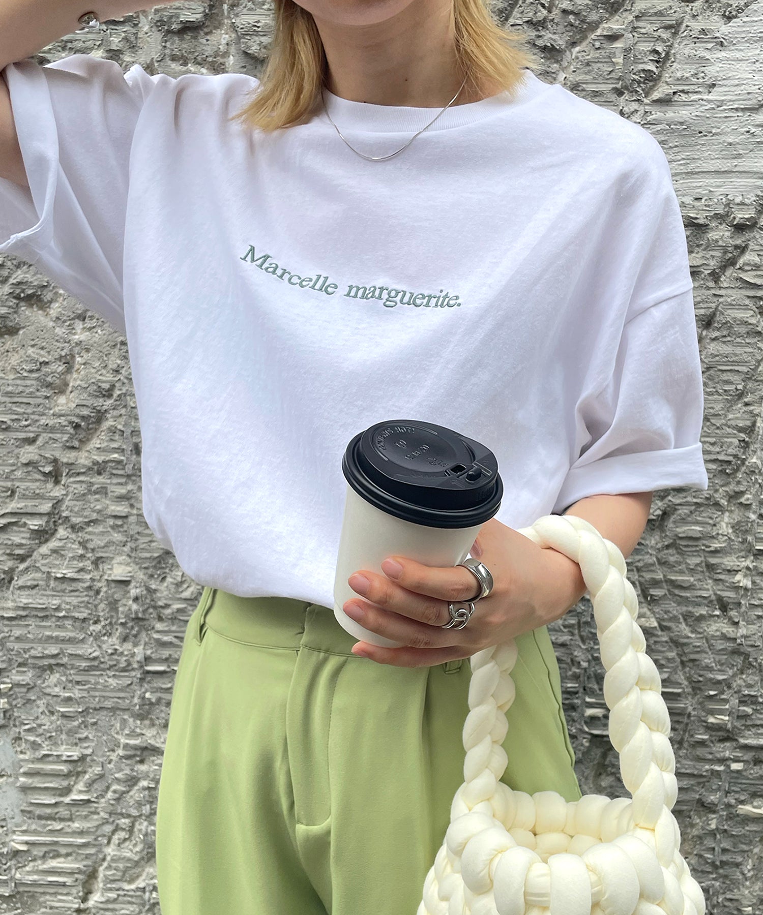 ワンポイント刺繍ロゴ ビッグシルエット半袖Tシャツ