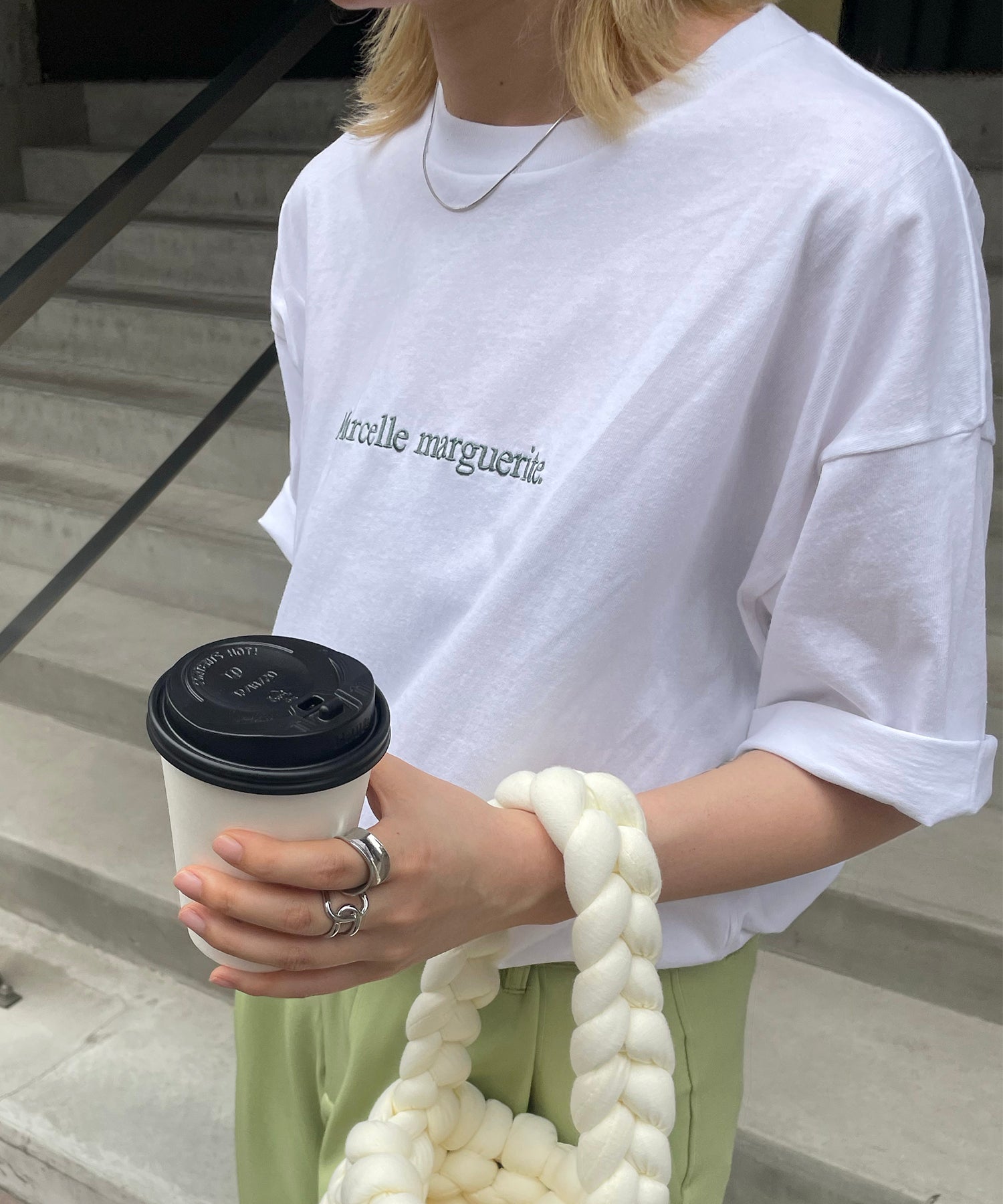 ワンポイント刺繍ロゴ ビッグシルエット半袖Tシャツ