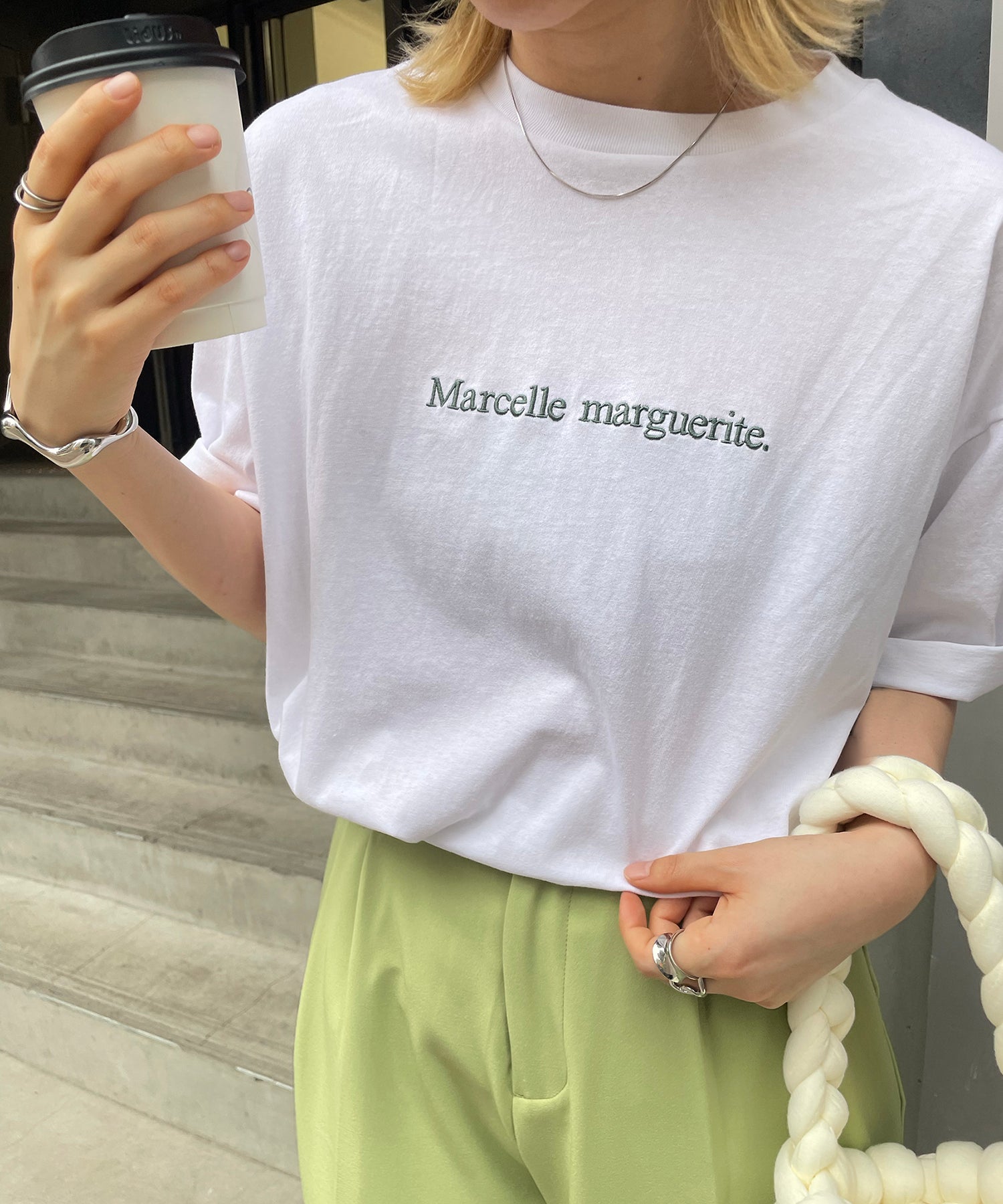 ワンポイント刺繍ロゴ ビッグシルエット半袖Tシャツ