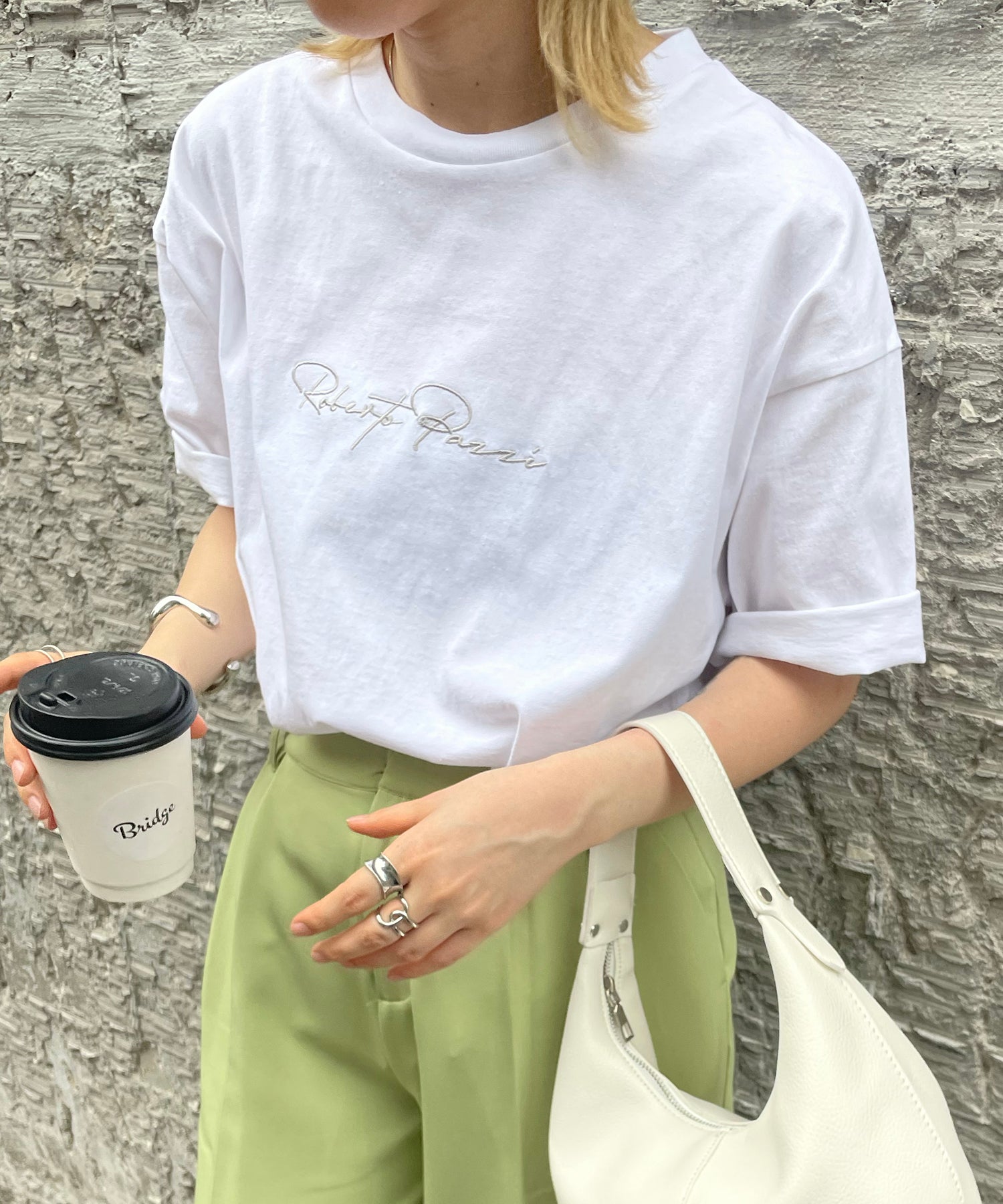 ワンポイント刺繍ロゴ ビッグシルエット半袖Tシャツ