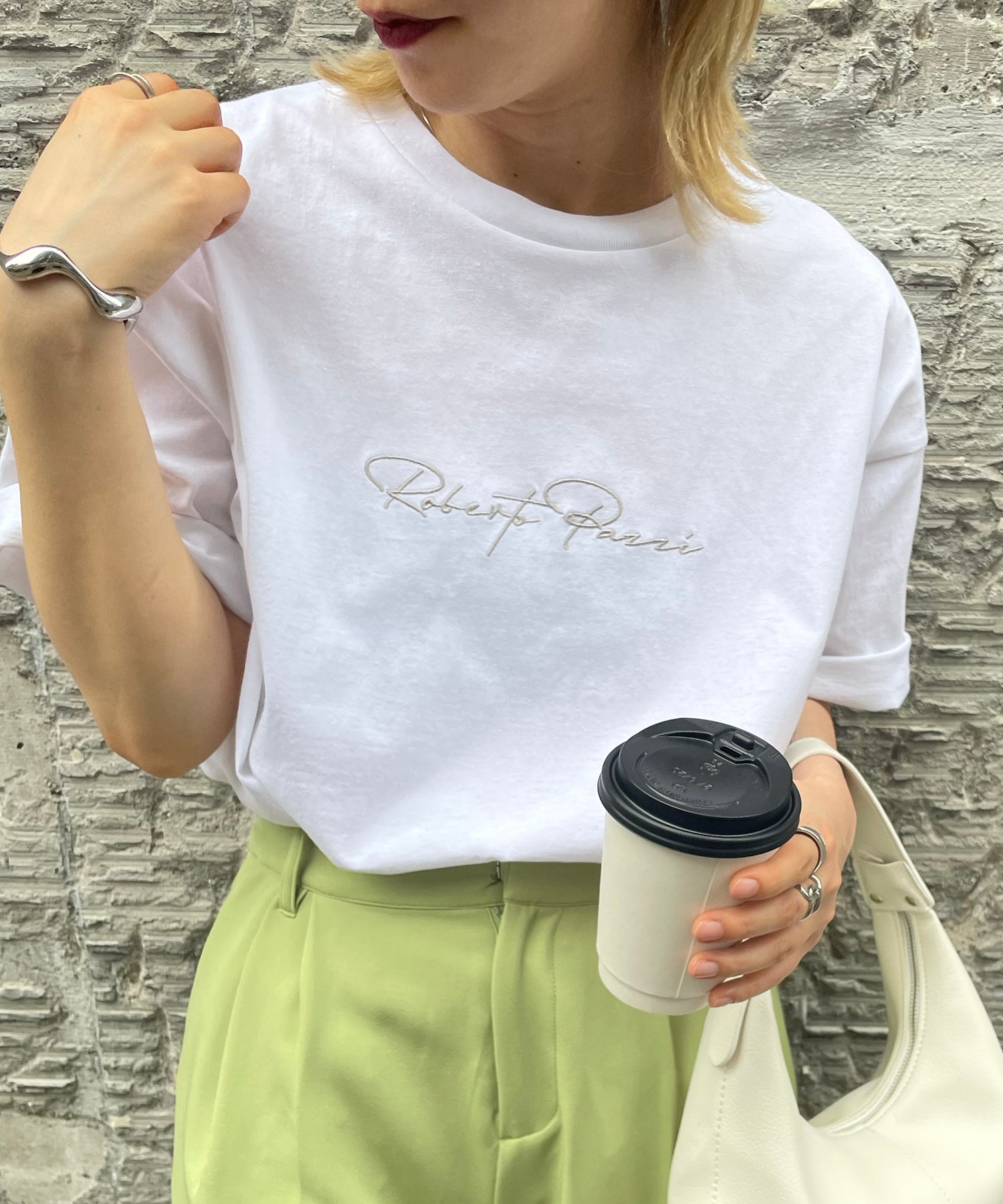 ワンポイント刺繍ロゴ ビッグシルエット半袖Tシャツ