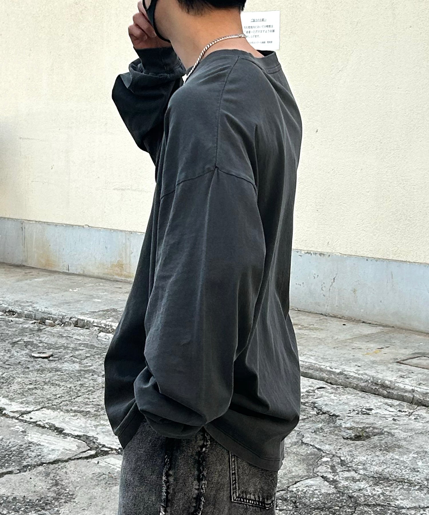 ヴィンテージライク レトロプリント ピグメント加工 ビッグシルエット バンドロンT