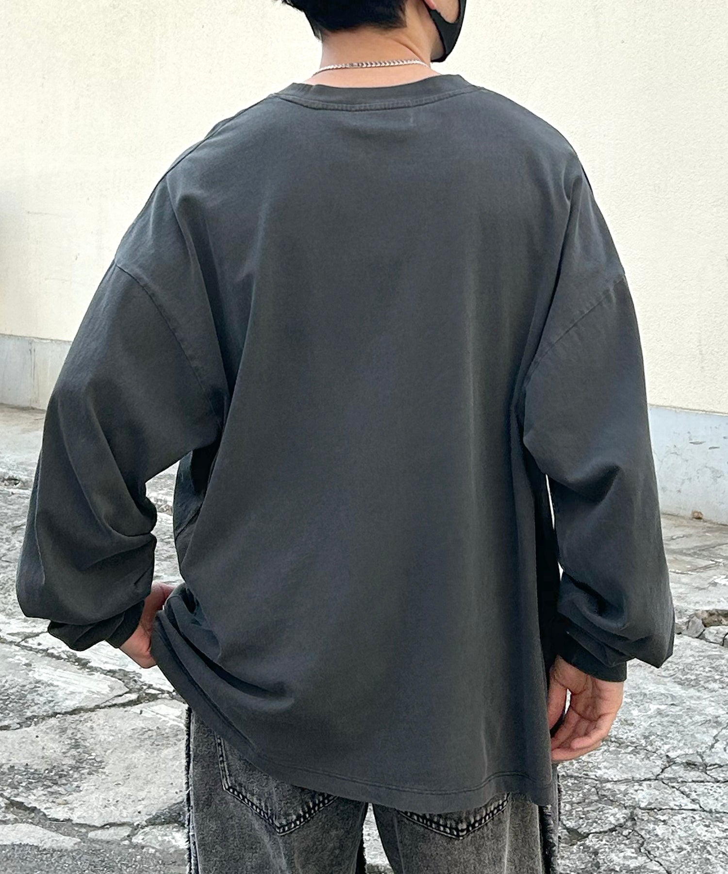 ヴィンテージライク レトロプリント ピグメント加工 ビッグシルエット バンドロンT