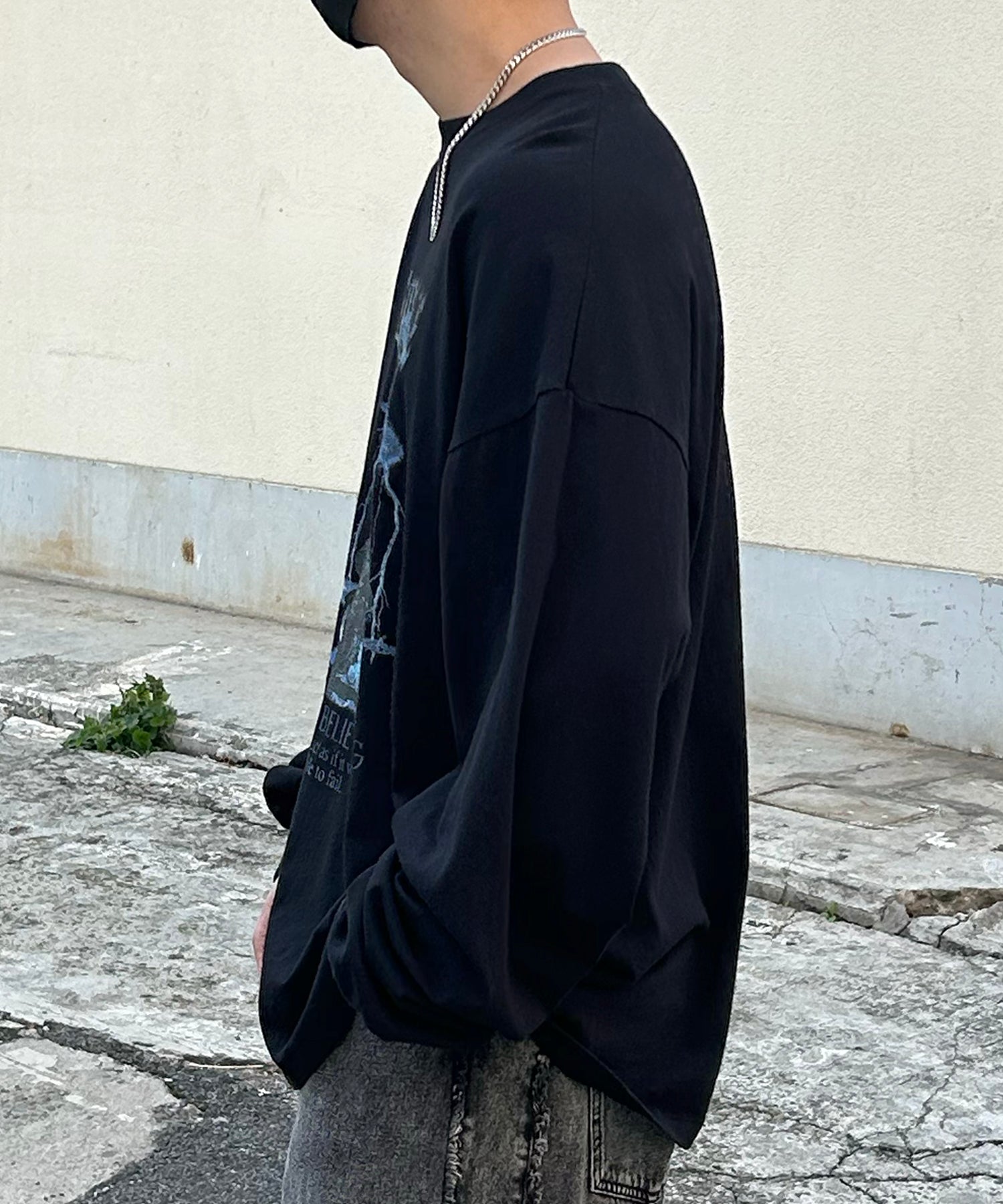 ヴィンテージライク レトロプリント ピグメント加工 ビッグシルエット バンドロンT