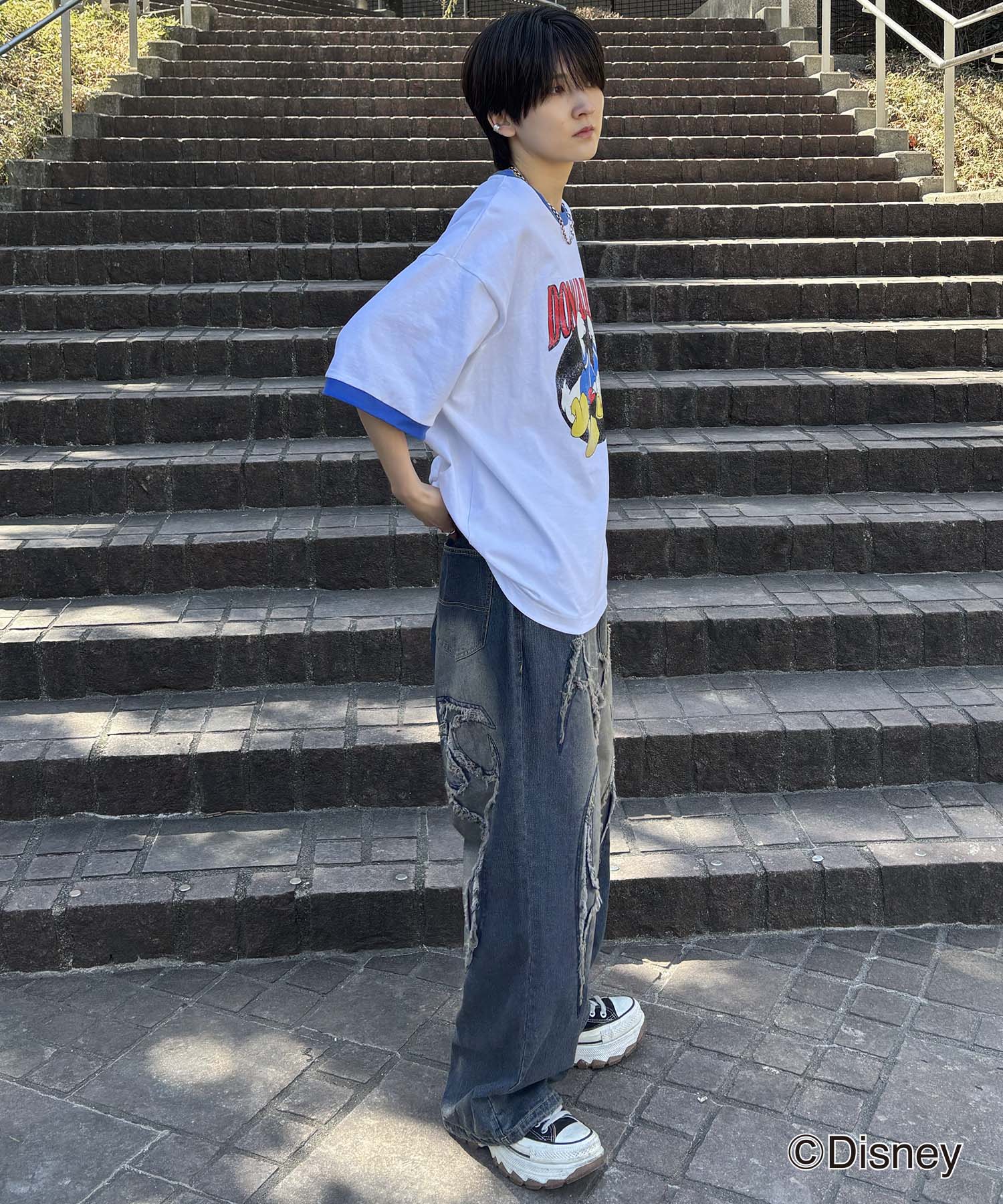 25SS Disney ヴィンテージライクプリント ドナルド リンガー半袖Tシャツ