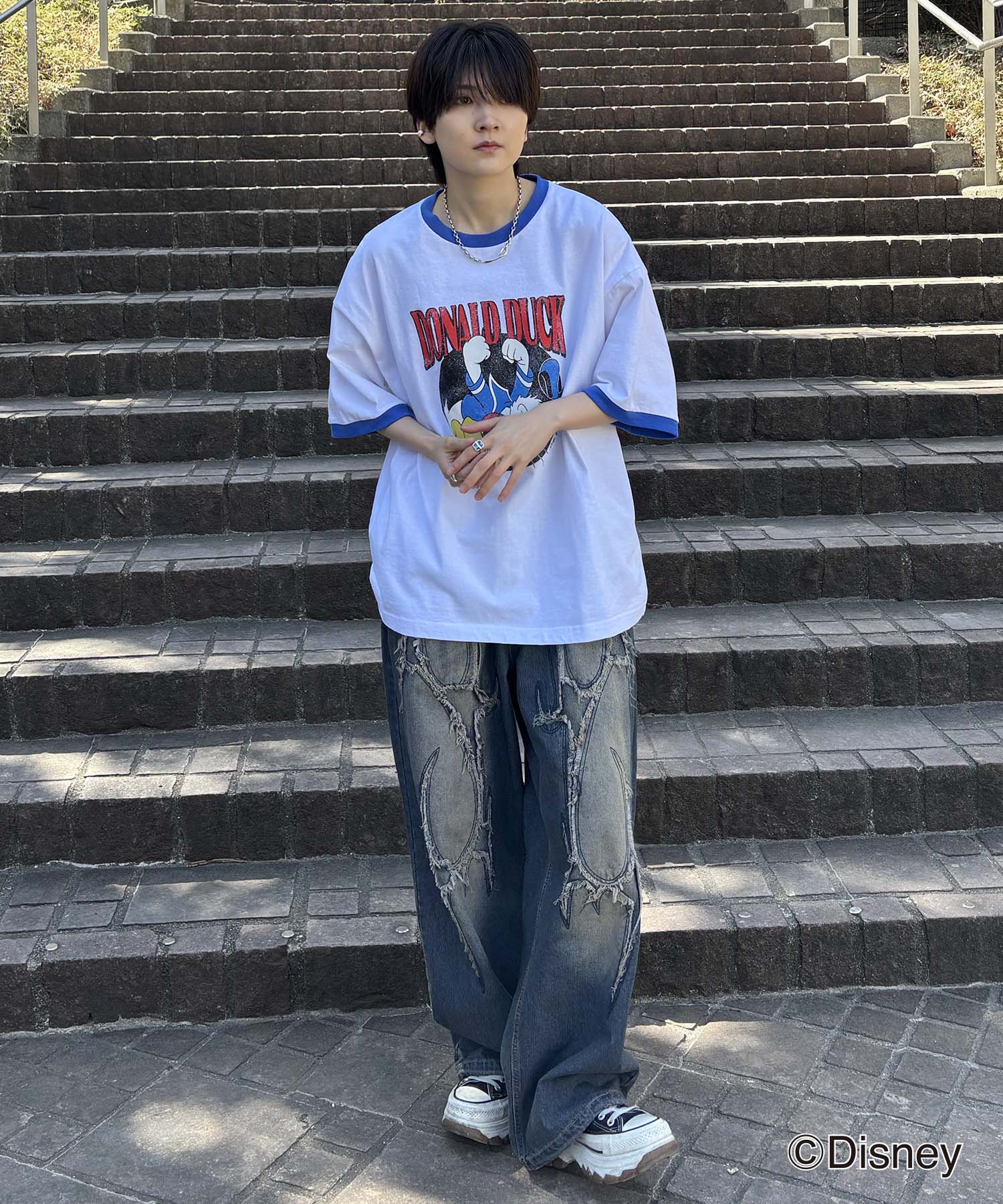 25SS Disney ヴィンテージライクプリント ドナルド リンガー半袖Tシャツ