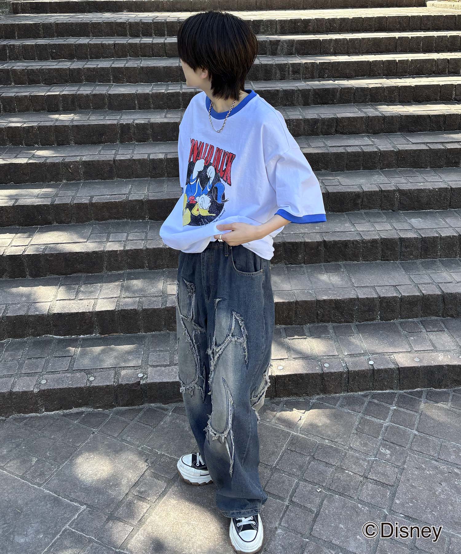 25SS Disney ヴィンテージライクプリント ドナルド リンガー半袖Tシャツ