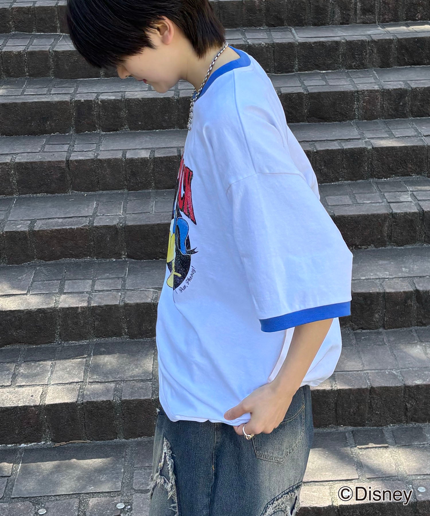 25SS Disney ヴィンテージライクプリント ドナルド リンガー半袖Tシャツ