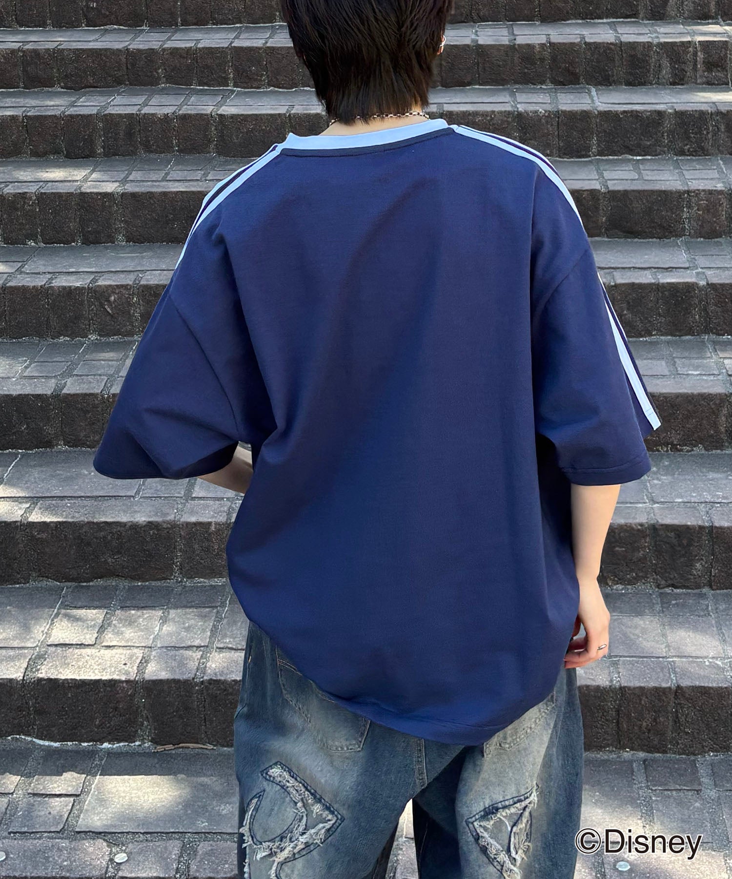 25SS Disney ユニフォームライク リブライン クルーネック半袖ゲームシャツ